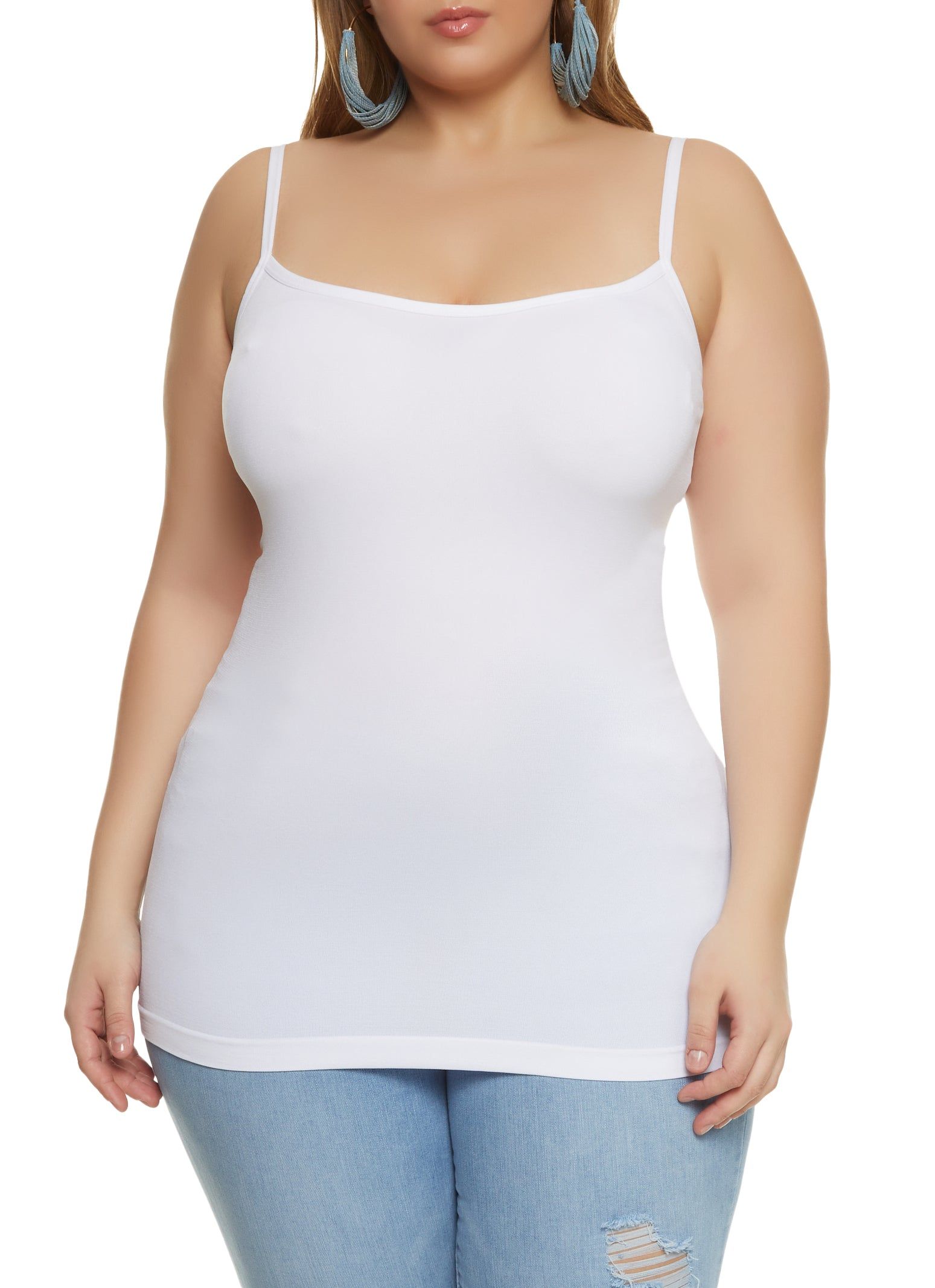 Plus Size Basic Seamless Scoop Neck Cami sold by Rainbow