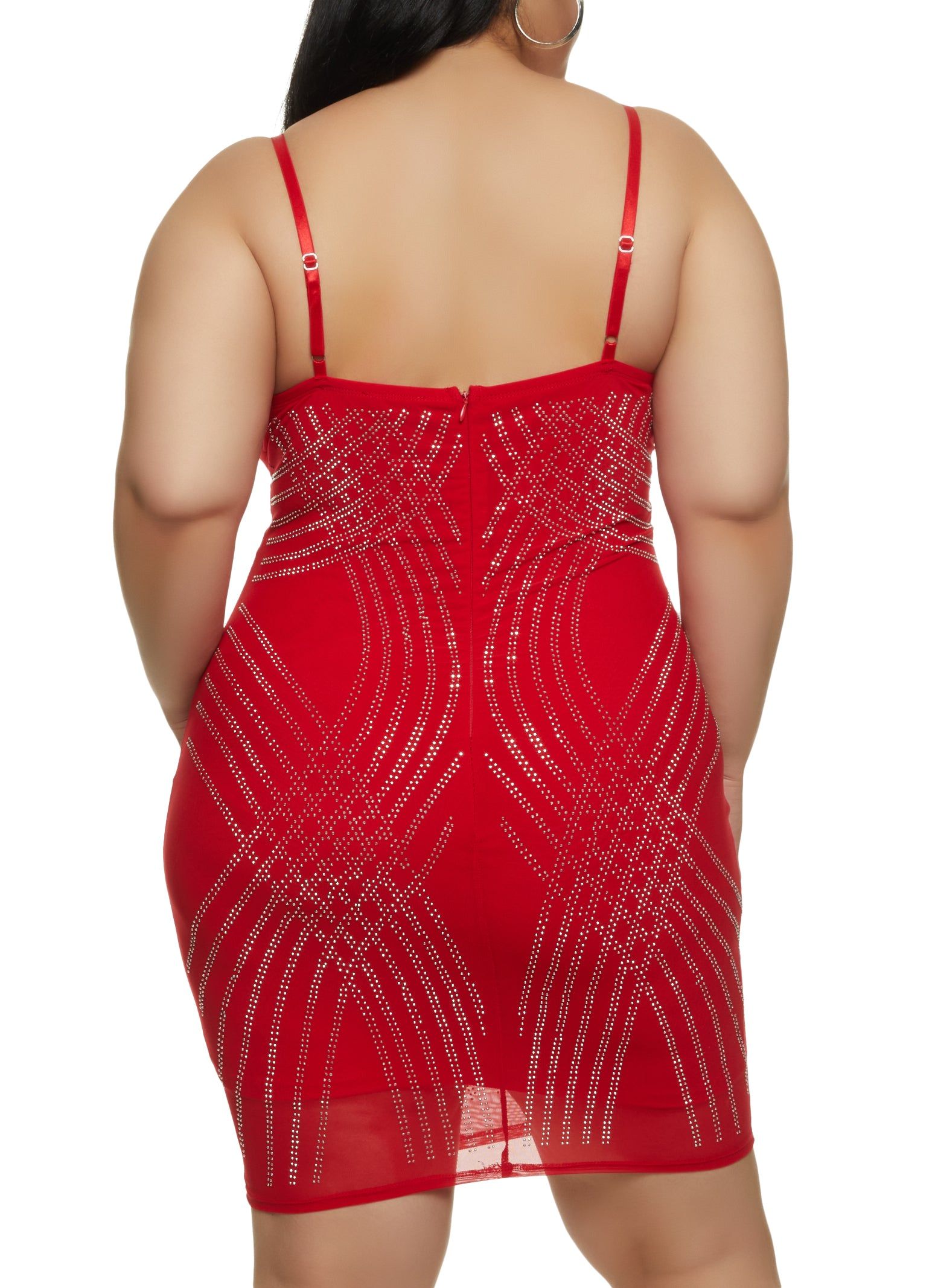 Plus Size Rhinestone Detail Mesh Bodycon Dress sold by Rainbow product image thumbnail 3