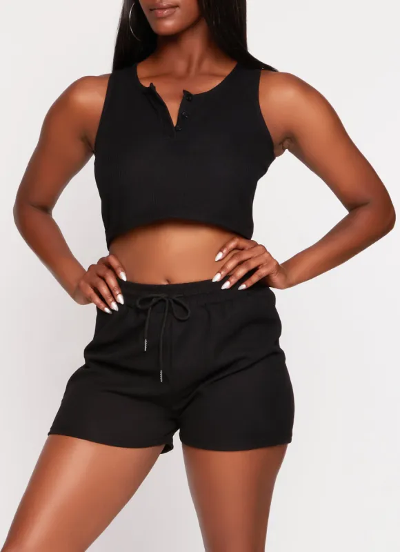 Henley Crop Tank Top sold by Rainbow