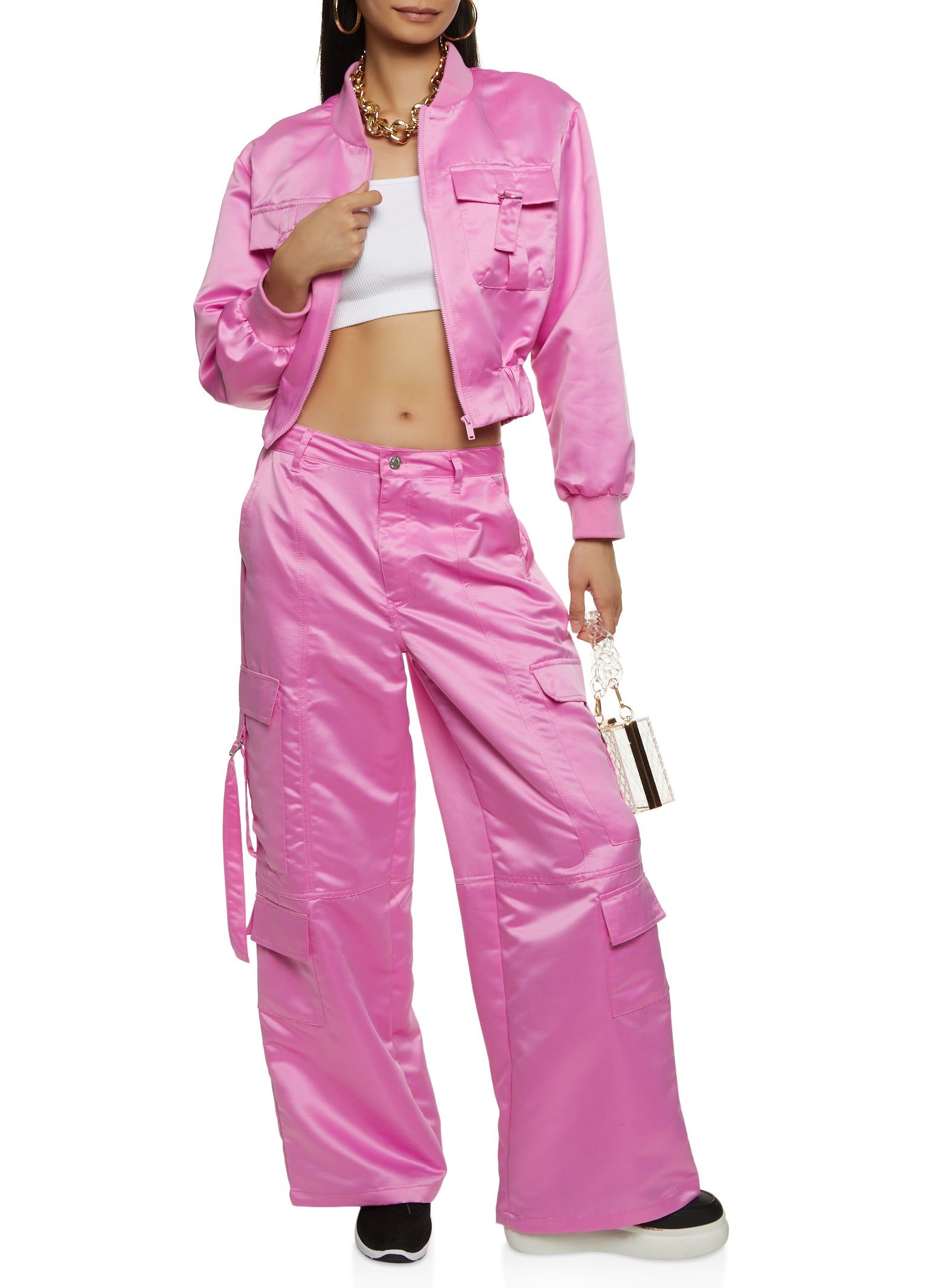 Satin Wide Leg Cargo Pants sold by Rainbow product image thumbnail 2