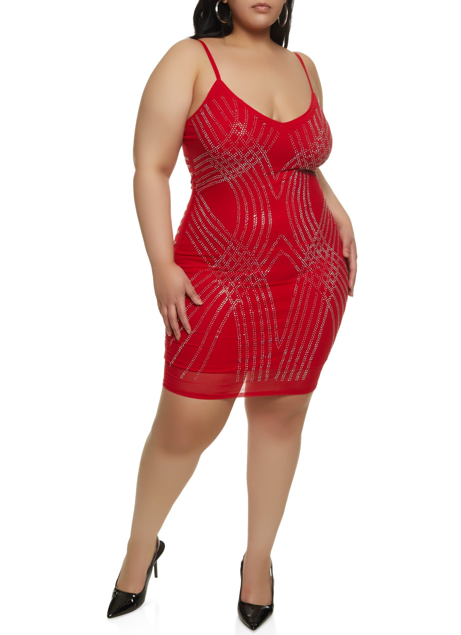 Plus Size Rhinestone Detail Mesh Bodycon Dress sold by Rainbow product image thumbnail 2