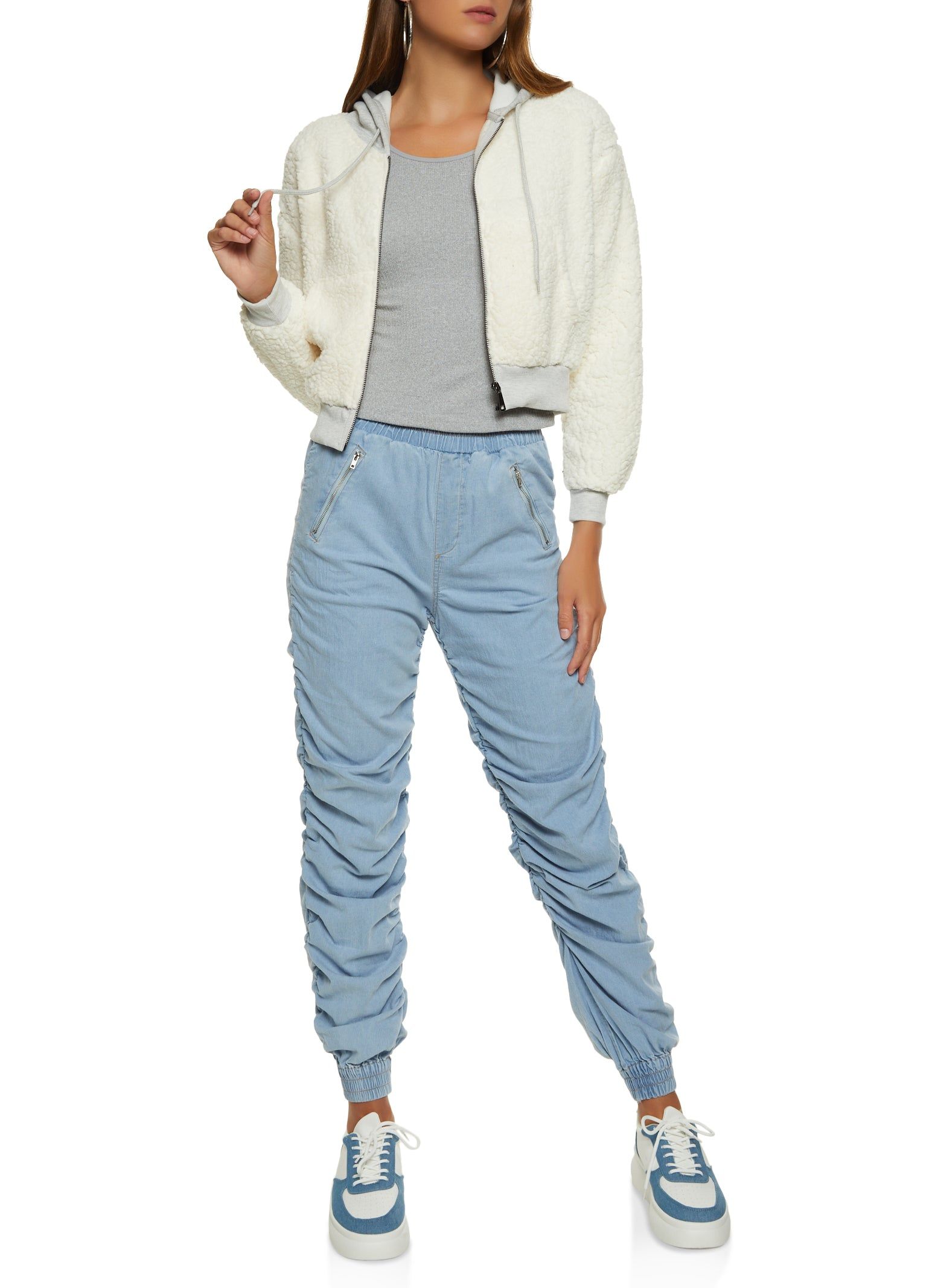 Hooded Zip Front Sherpa Teddy Jacket sold by Rainbow product image thumbnail 2