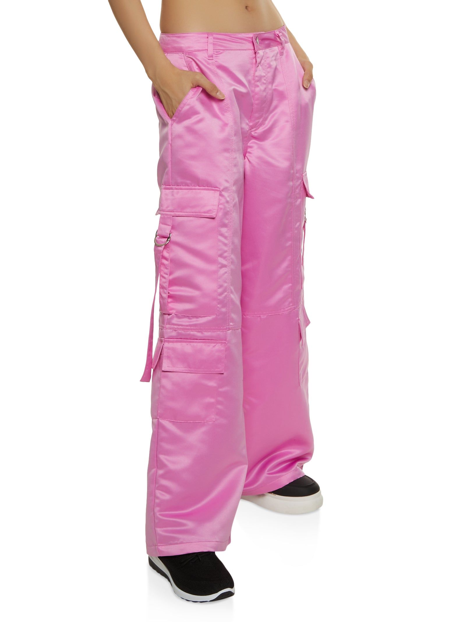 Satin Wide Leg Cargo Pants sold by Rainbow