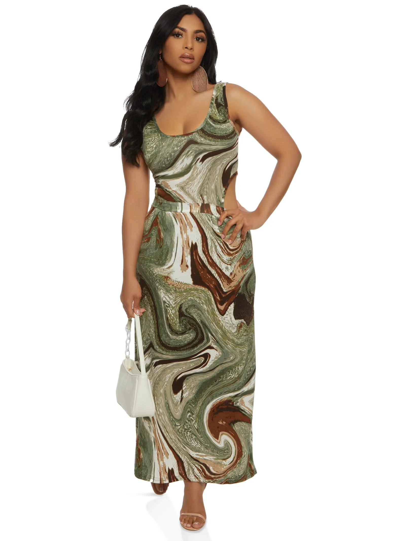 Swirl Print Cut Out Tank Maxi Dress sold by Rainbow product image thumbnail 2
