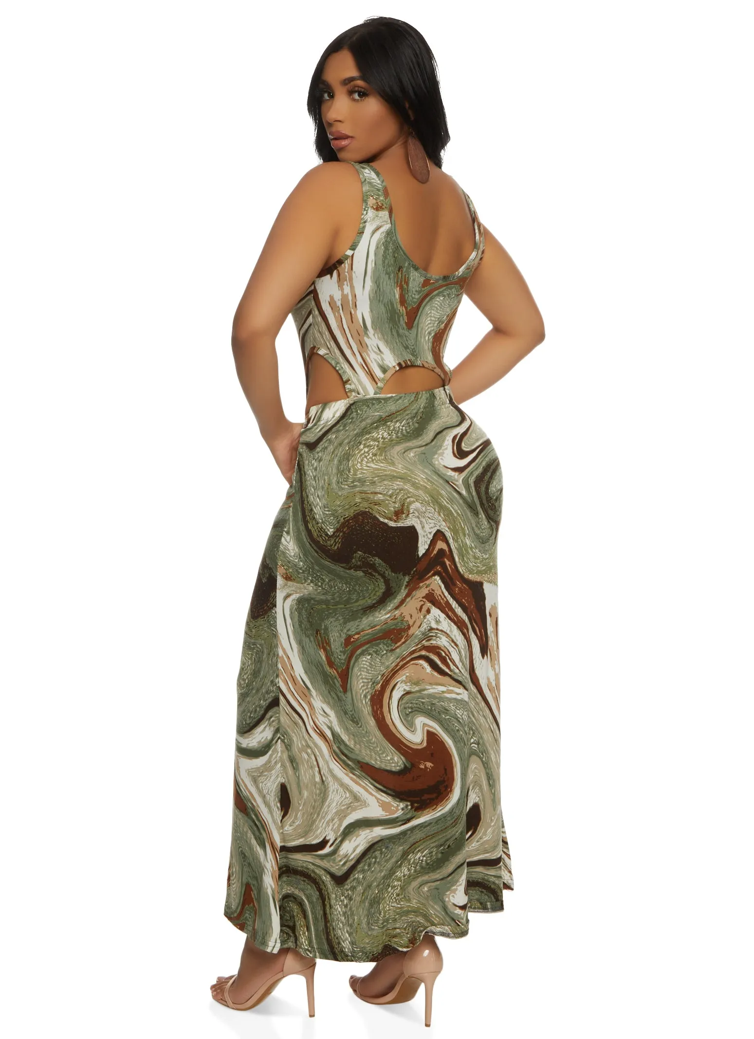 Swirl Print Cut Out Tank Maxi Dress sold by Rainbow product image thumbnail 3