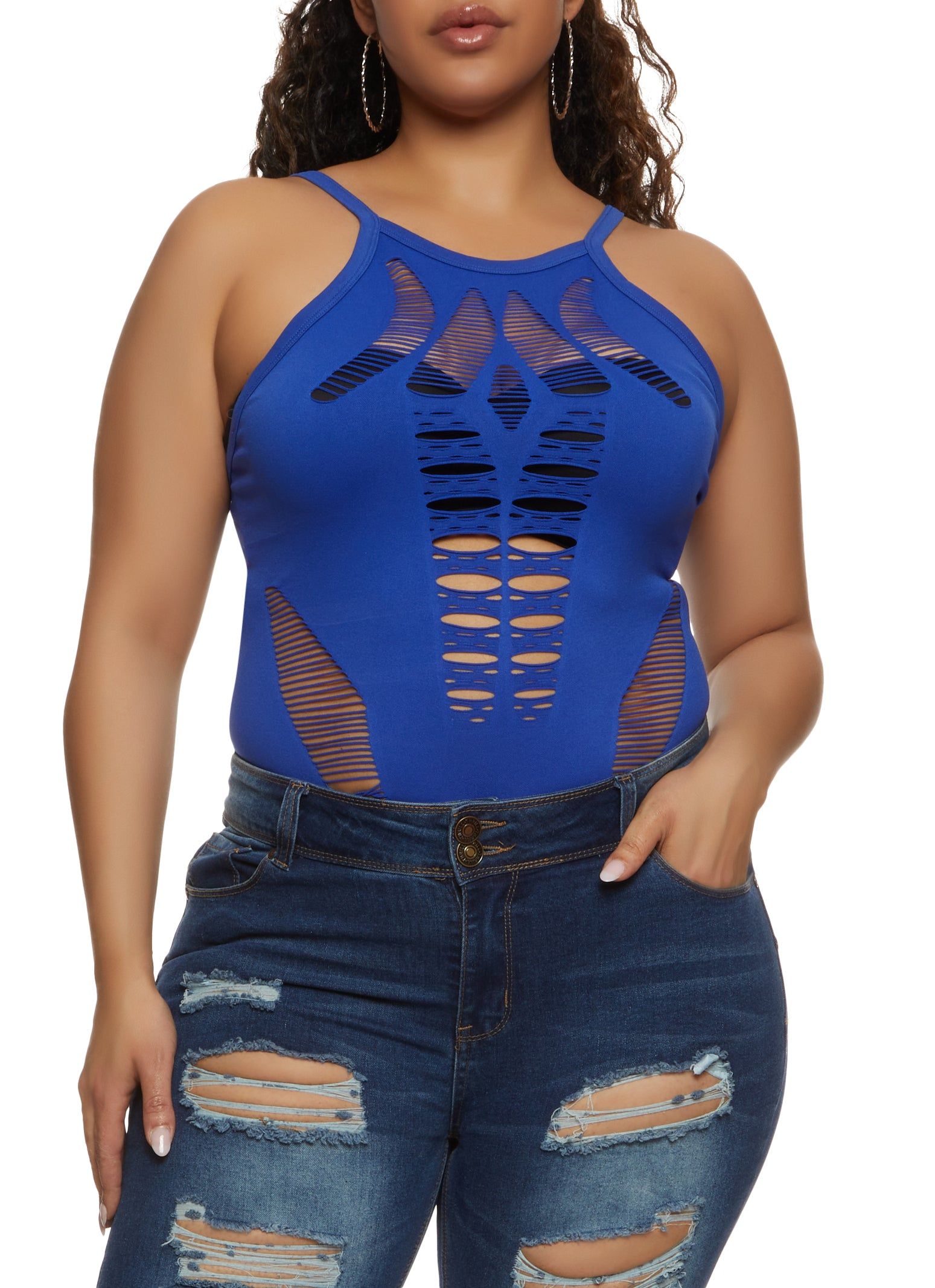 Plus Size Laser Cut Seamless Bodysuit sold by Rainbow product image thumbnail 2