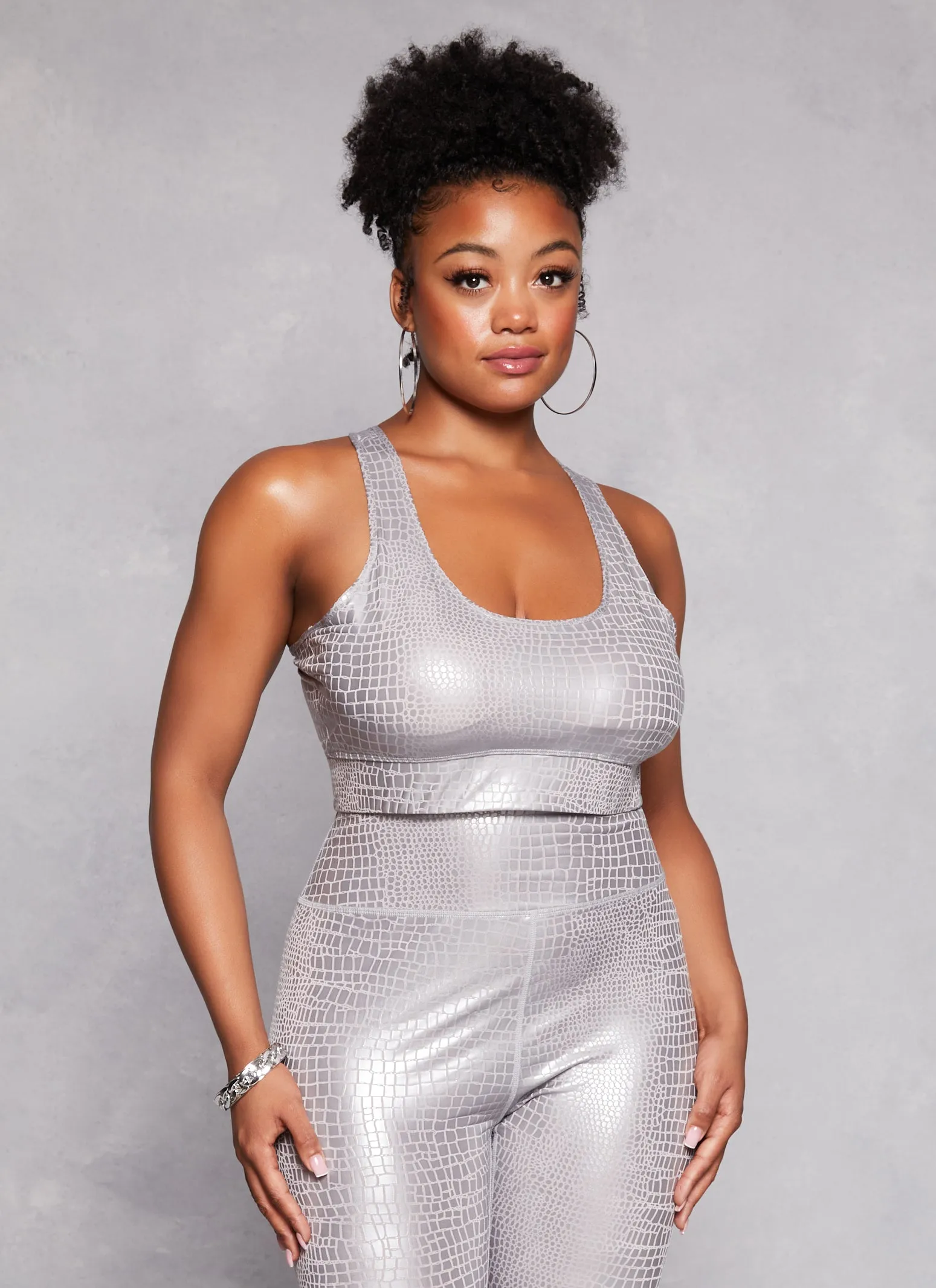 Plus Size Faux Croc Print Racerback Sports Bra sold by Rainbow