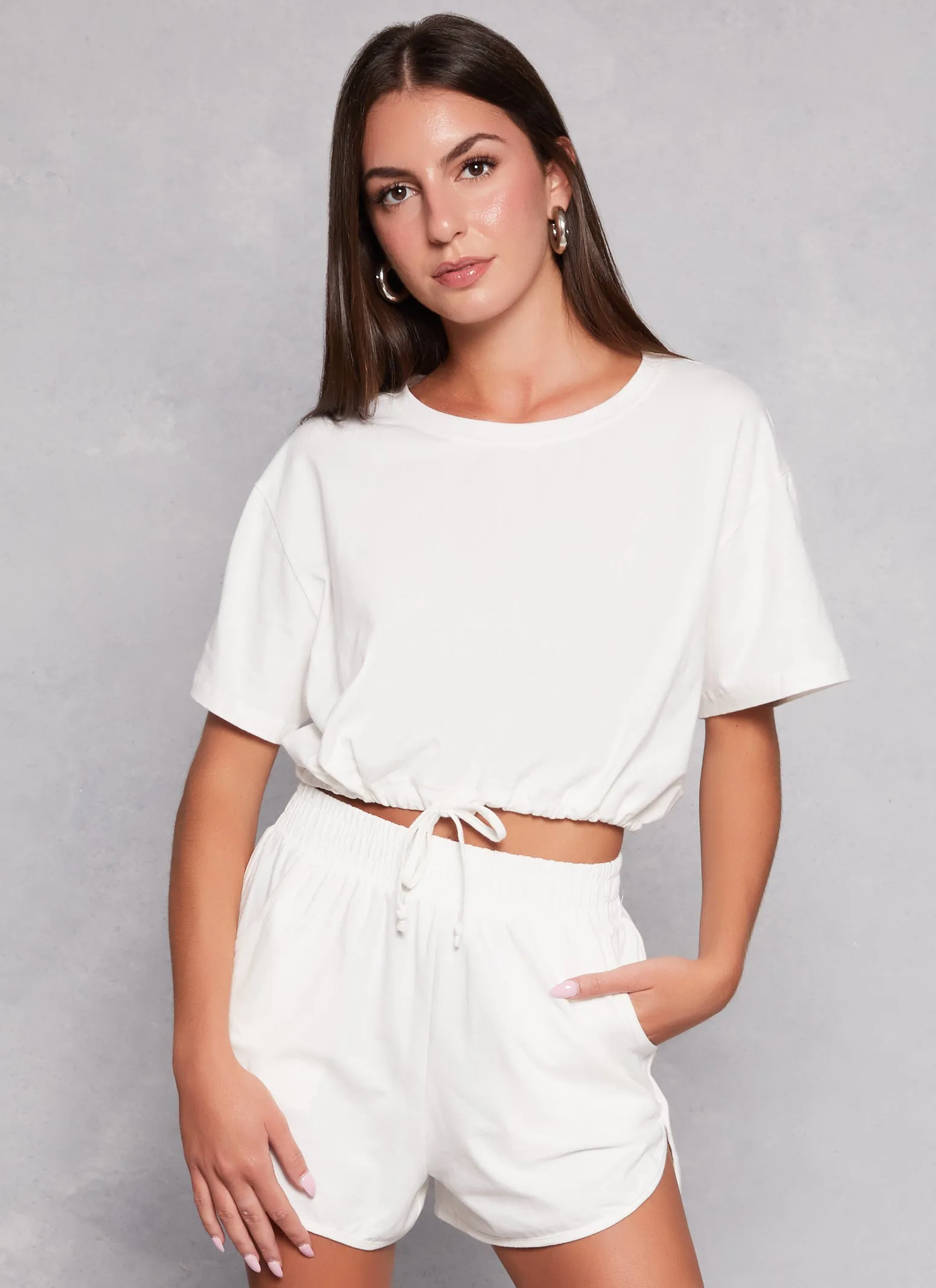 Daisy Crew Neck Drawstring Hem Tee sold by Rainbow