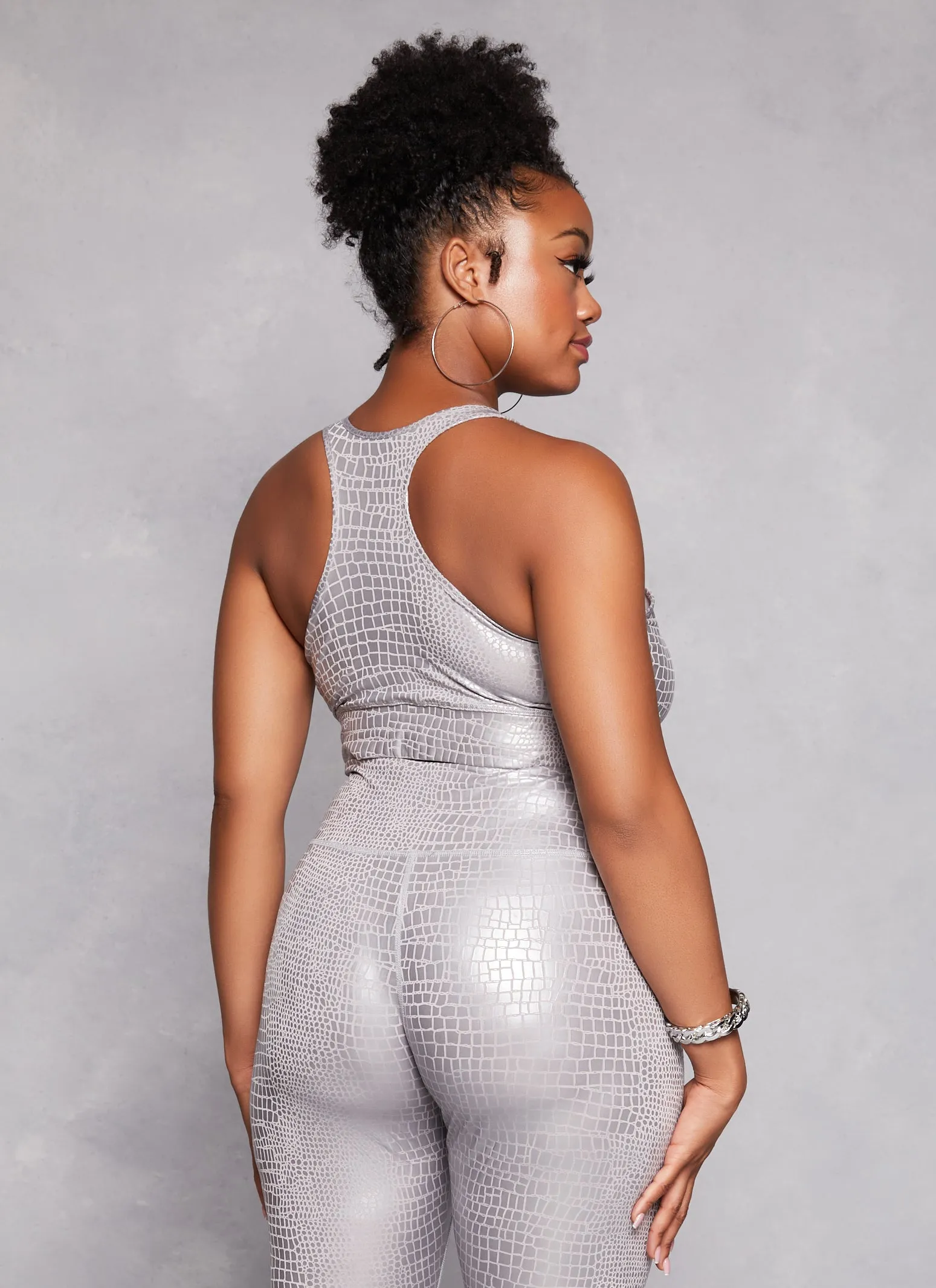 Plus Size Faux Croc Print Racerback Sports Bra sold by Rainbow product image thumbnail 3