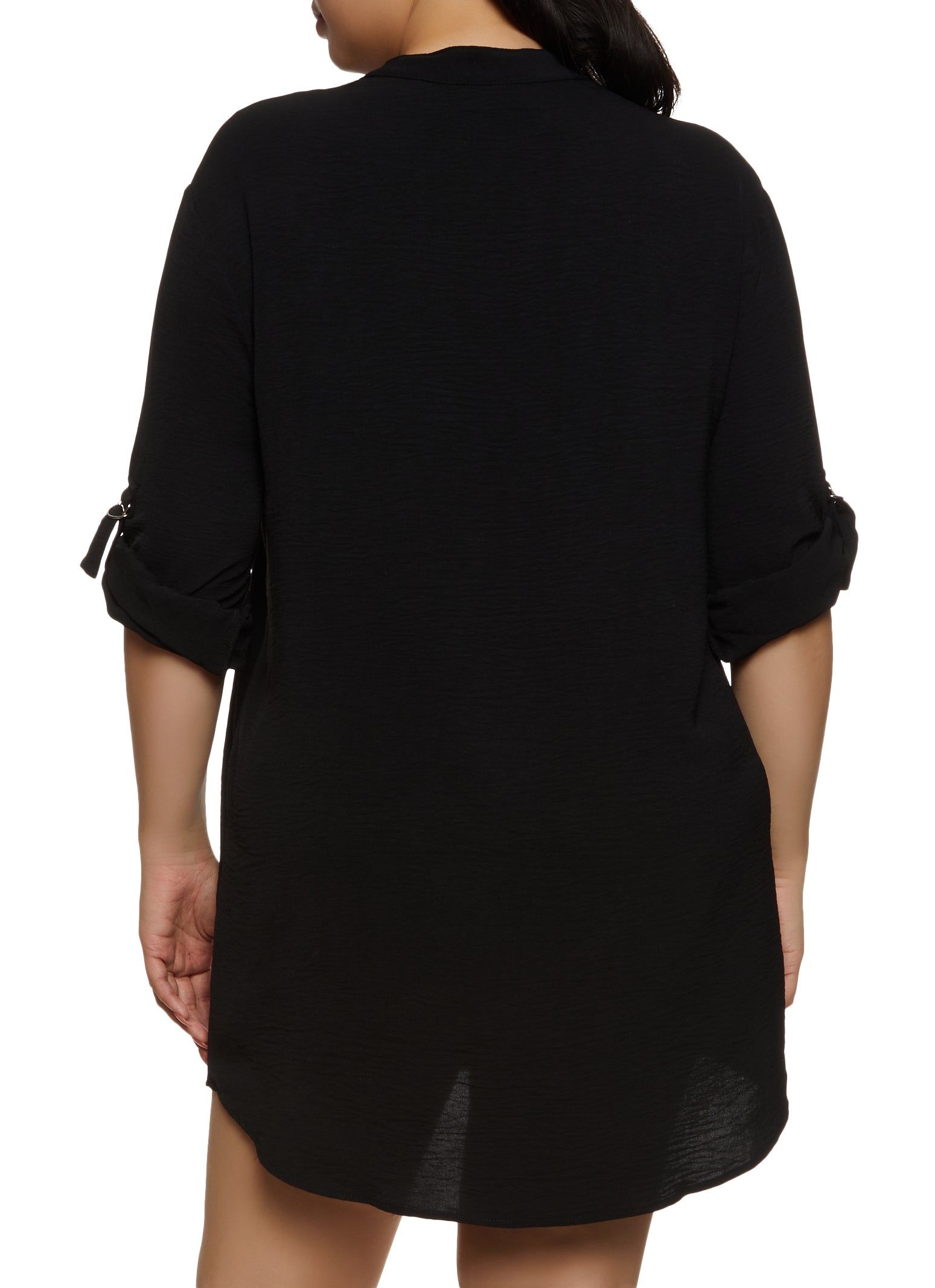 Plus Size Flap Pocket Tabbed Sleeve Shift Dress sold by Rainbow product image thumbnail 3