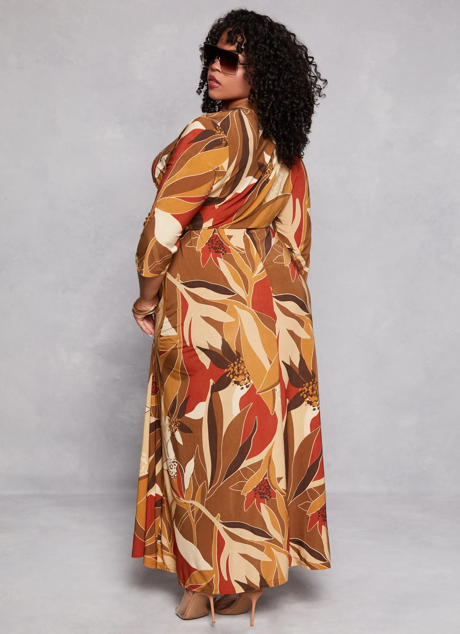 Plus Size Printed Faux Wrap Maxi Dress sold by Rainbow product image thumbnail 3