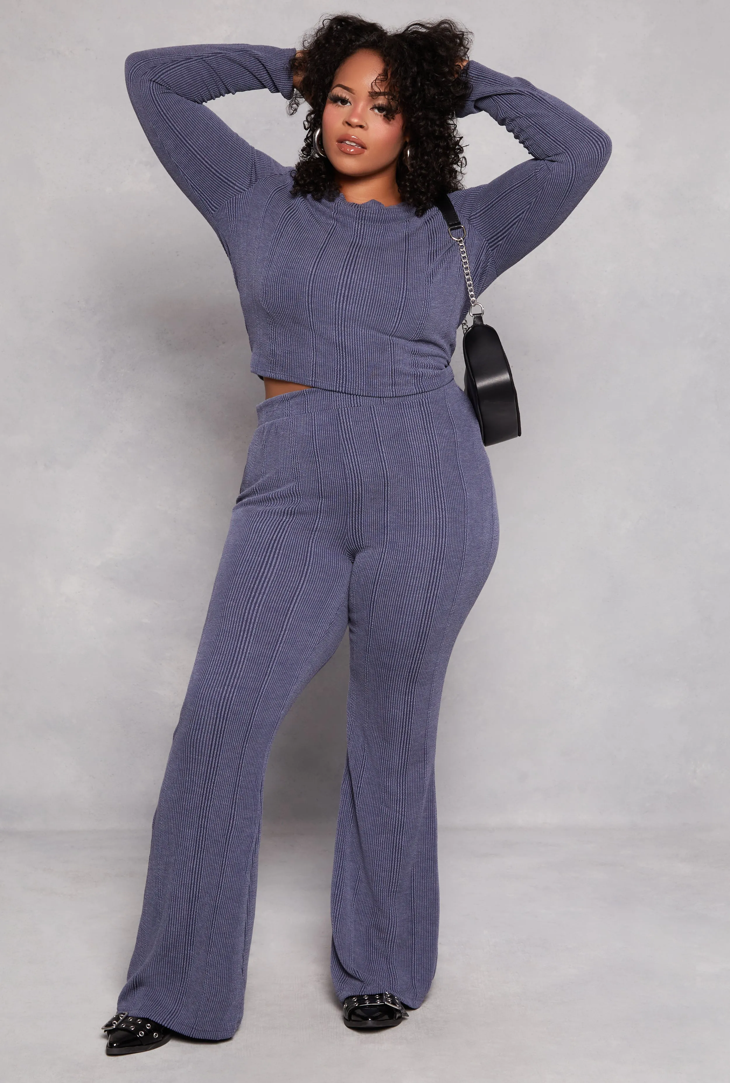 Plus Size Ribbed Crew Neck Long Sleeve Top sold by Rainbow product image thumbnail 2