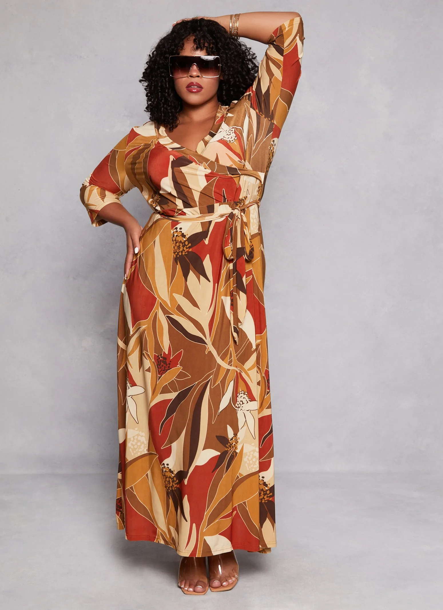 Plus Size Printed Faux Wrap Maxi Dress sold by Rainbow product image thumbnail 2