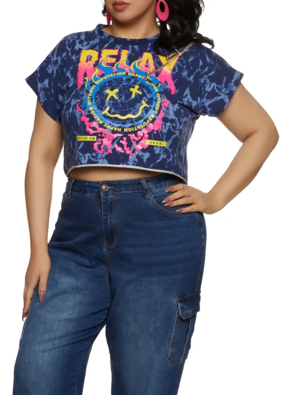 Plus Size Relax Safety Pin Cut Out Crop Top sold by Rainbow