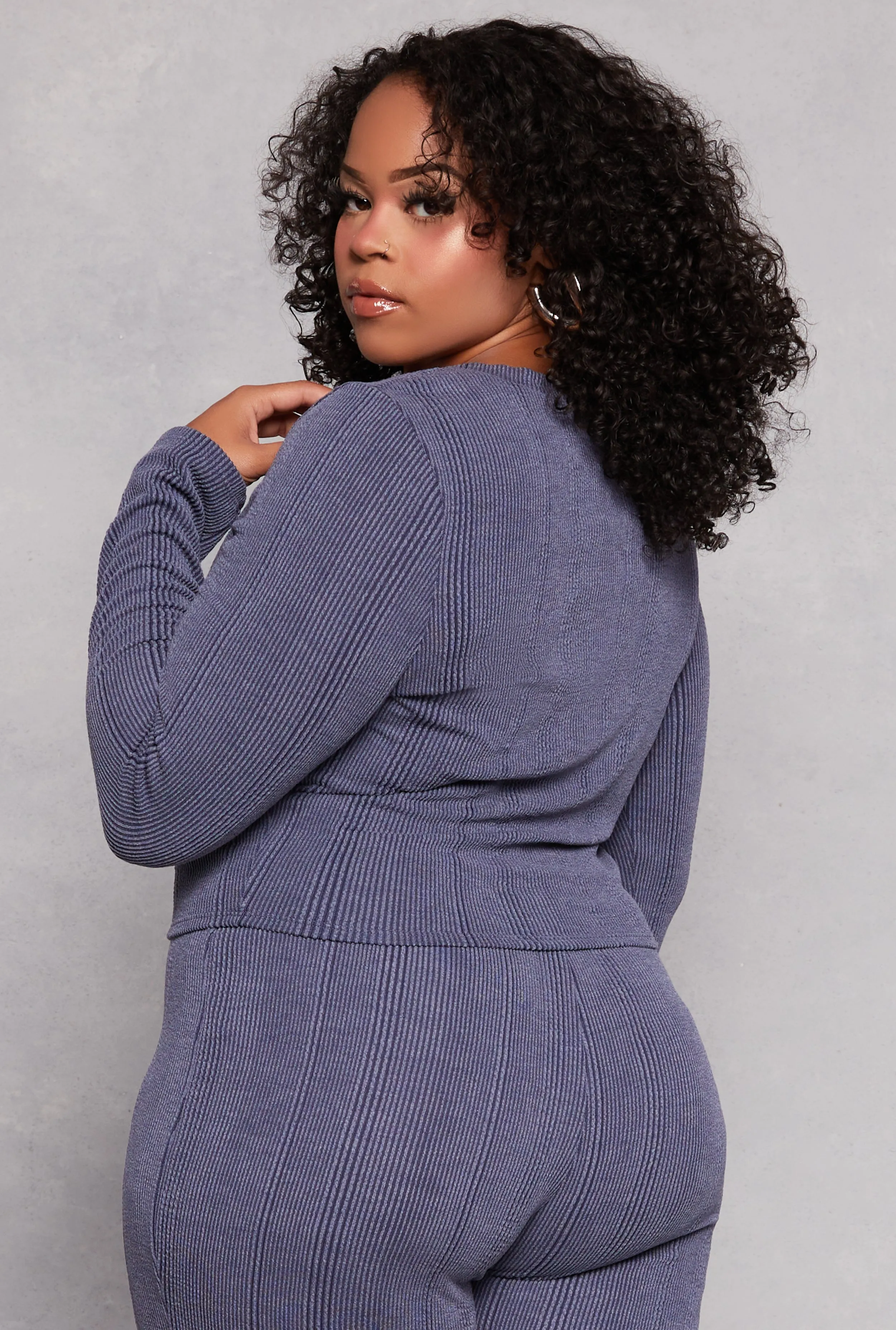 Plus Size Ribbed Crew Neck Long Sleeve Top sold by Rainbow product image thumbnail 3