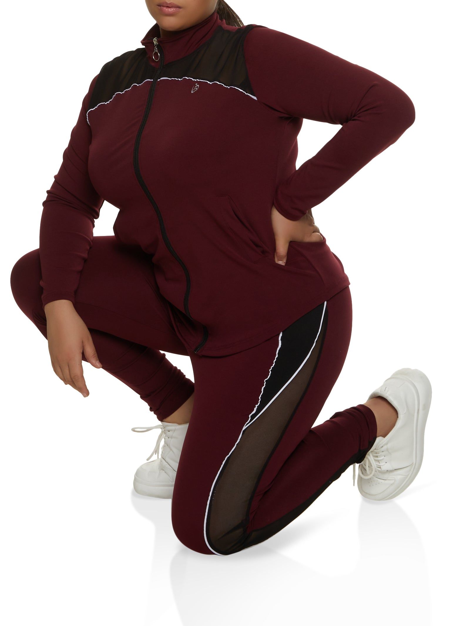 Plus Size Zip Front Mesh Detail Track Jacket sold by Rainbow product image thumbnail 2