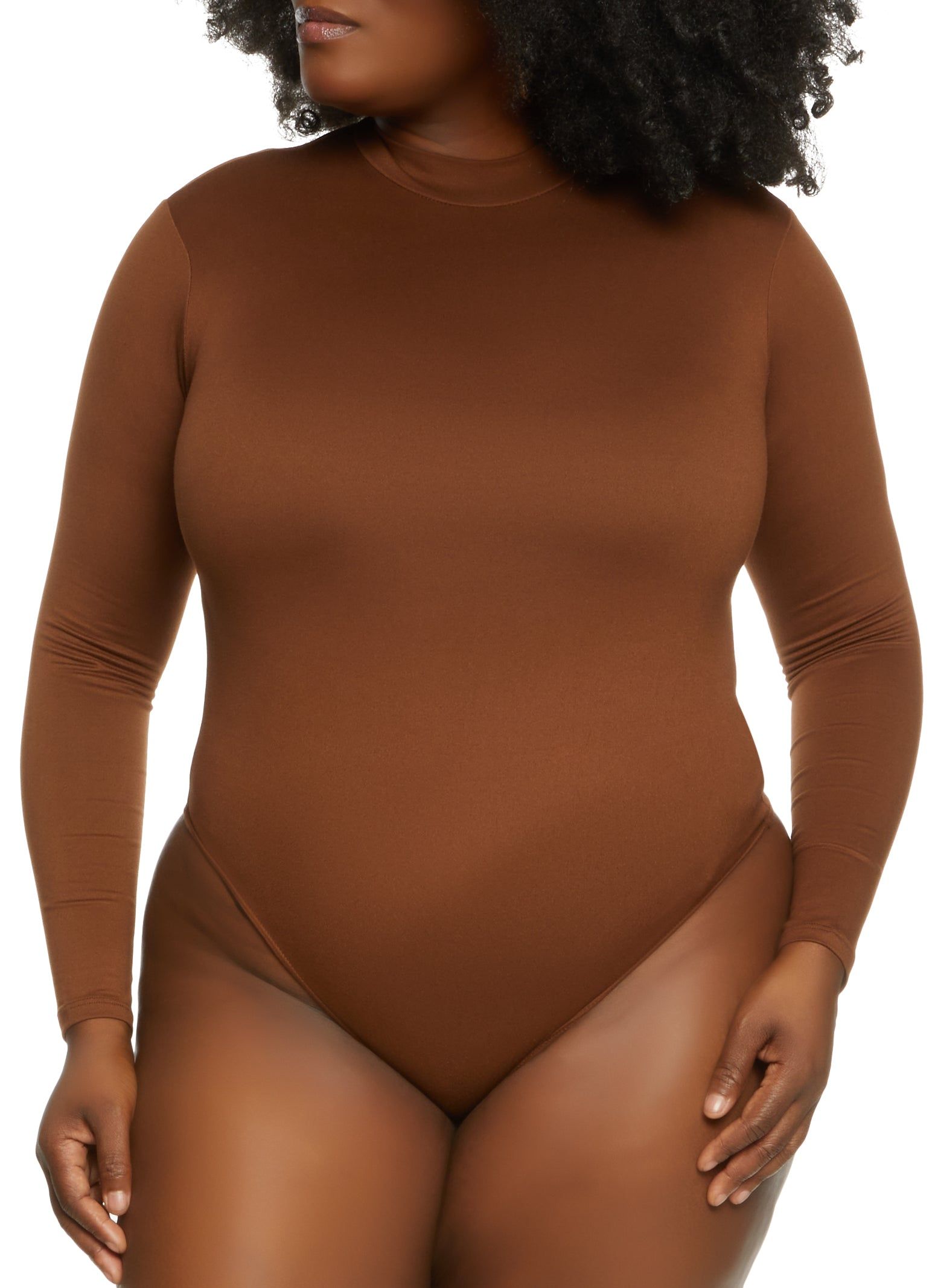 Plus Size Basic Long Sleeve Bodysuit sold by Rainbow
