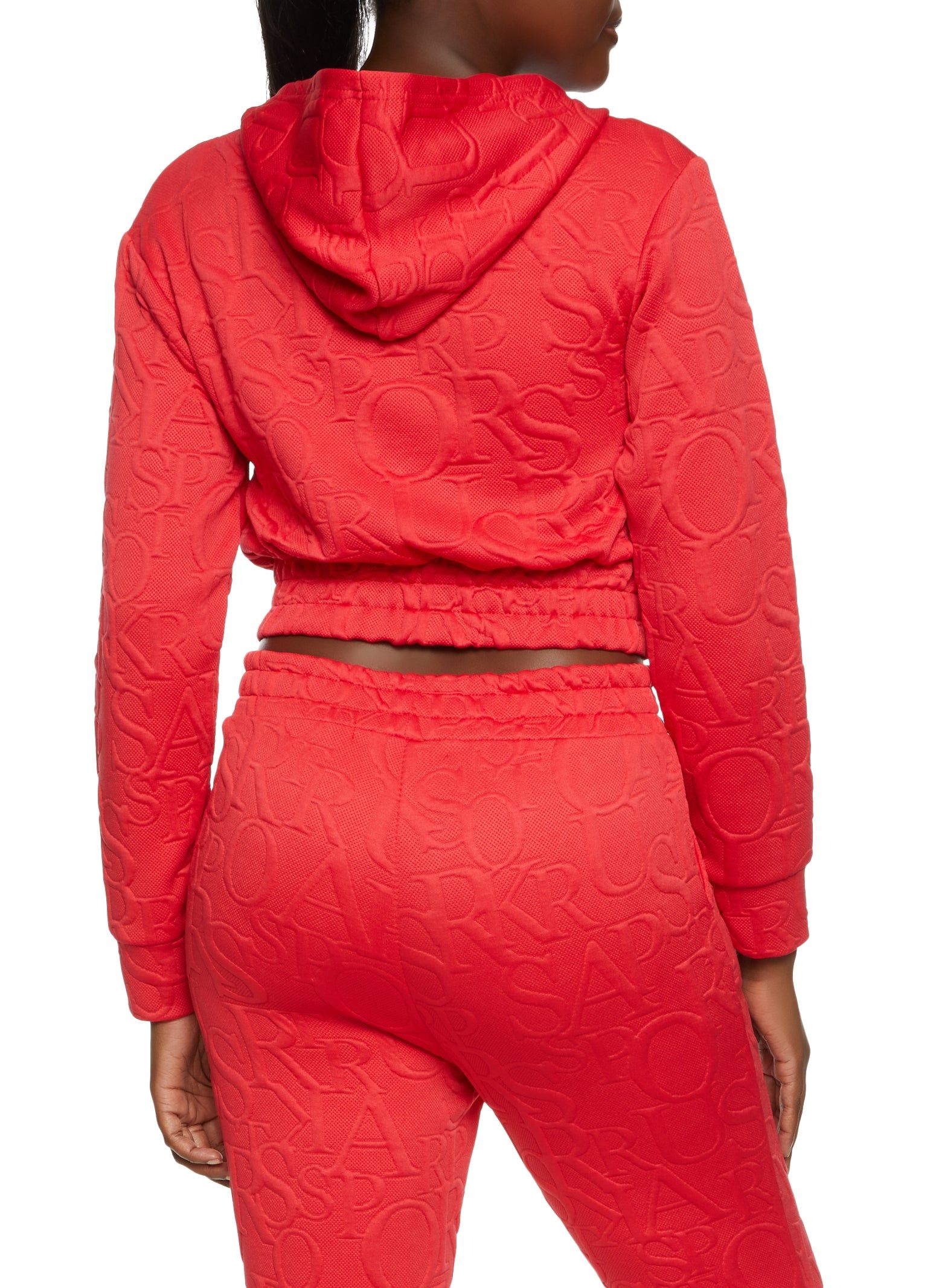 Embossed Zip Front Cropped Hoodie sold by Rainbow product image thumbnail 3