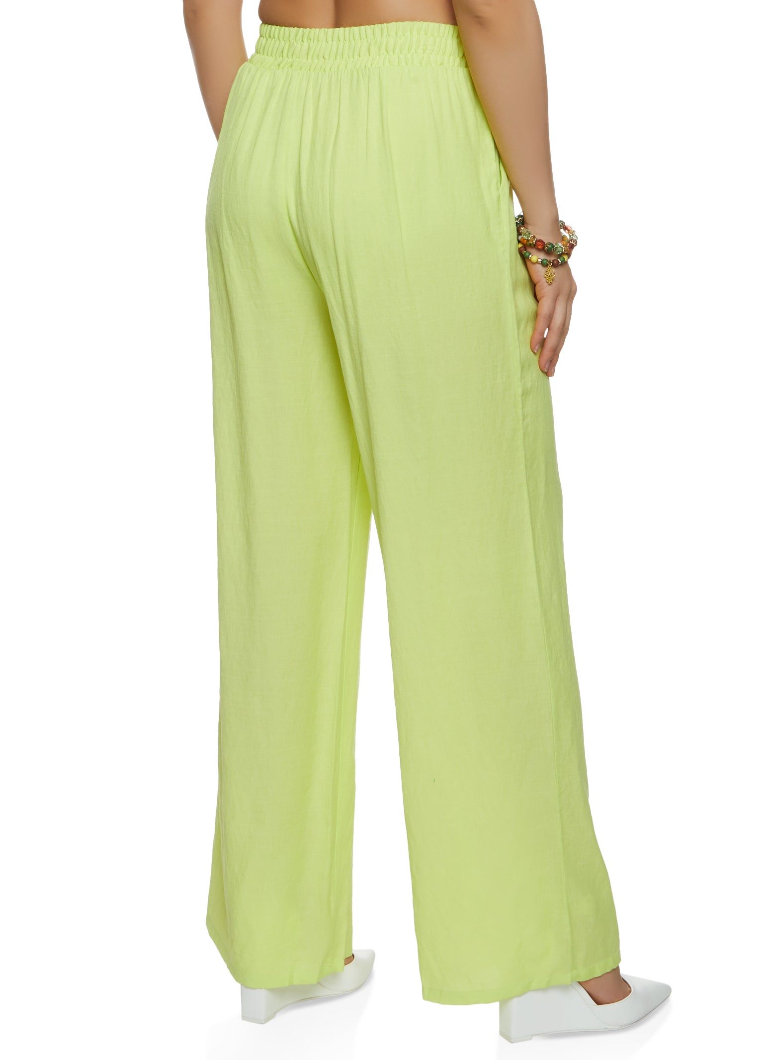 Solid Gauze Knit Faux Drawstring Wide Leg Pants sold by Rainbow product image thumbnail 2
