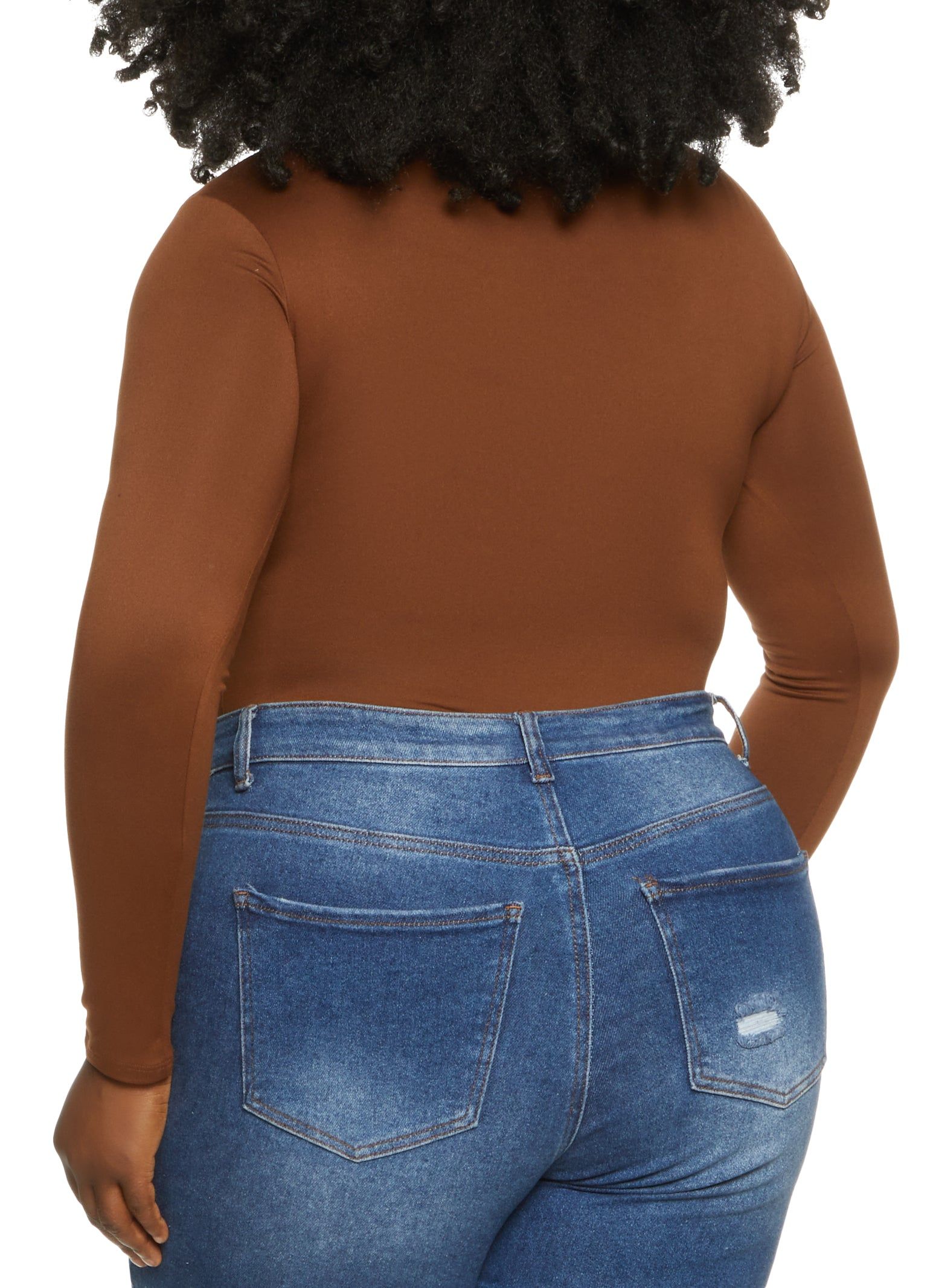 Plus Size Basic Long Sleeve Bodysuit sold by Rainbow product image thumbnail 3