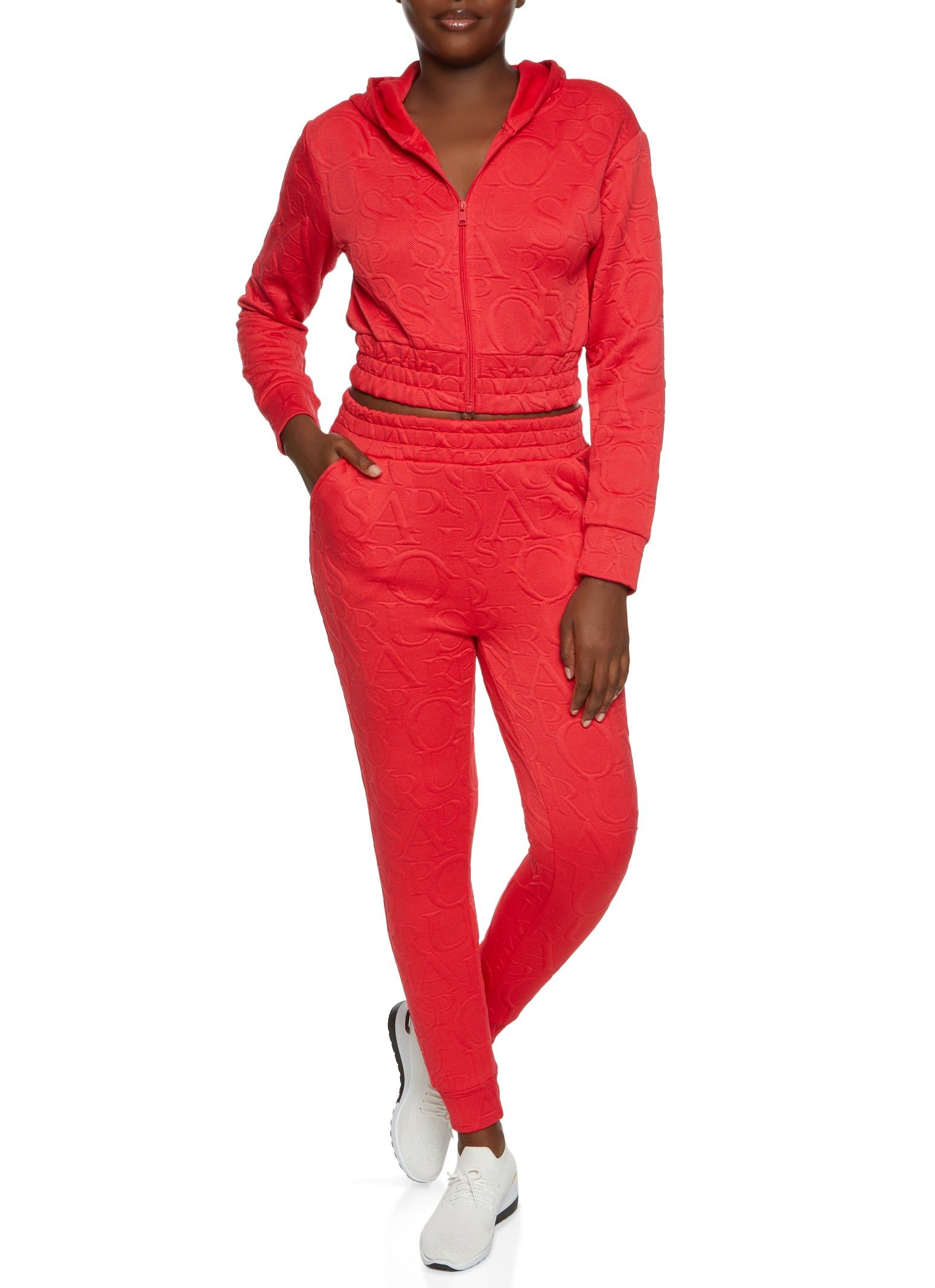 Embossed Zip Front Cropped Hoodie sold by Rainbow product image thumbnail 2