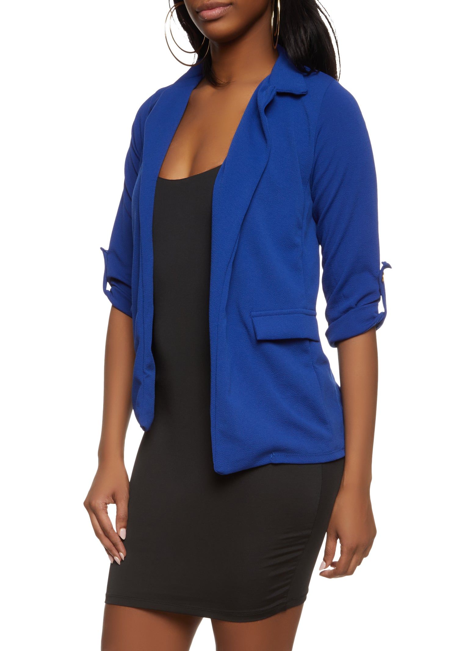 Crepe Knit Quarter Tabbed Sleeve Blazer sold by Rainbow