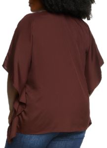 Plus Size Solid Poncho with Necklace sold by Rainbow