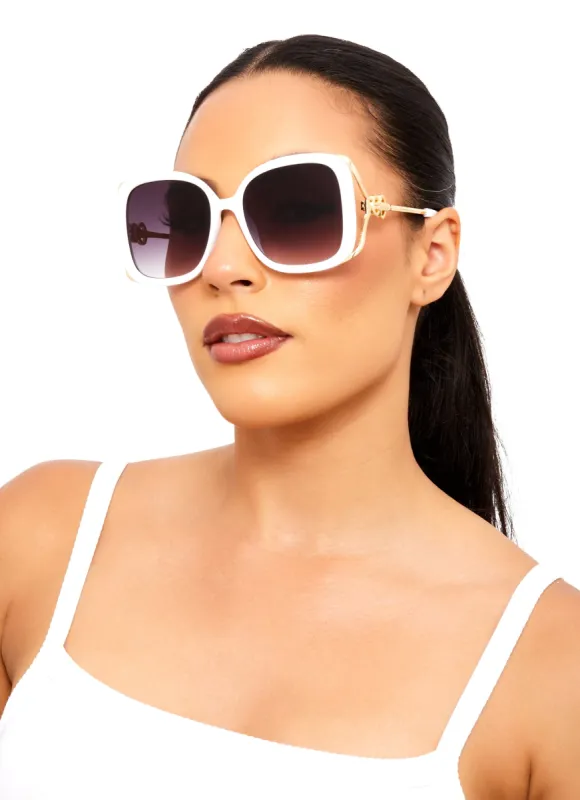 Cut Out Metallic Temple Sunglasses sold by Rainbow