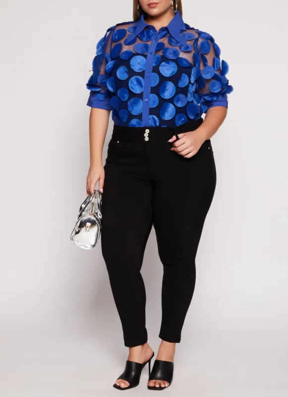Plus Size Triple Button High Waisted Skinny Leg Pants sold by Rainbow