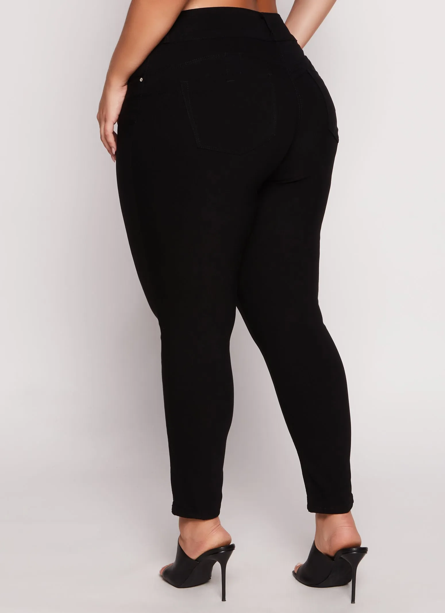 Plus Size Triple Button High Waisted Skinny Leg Pants sold by Rainbow product image thumbnail 3