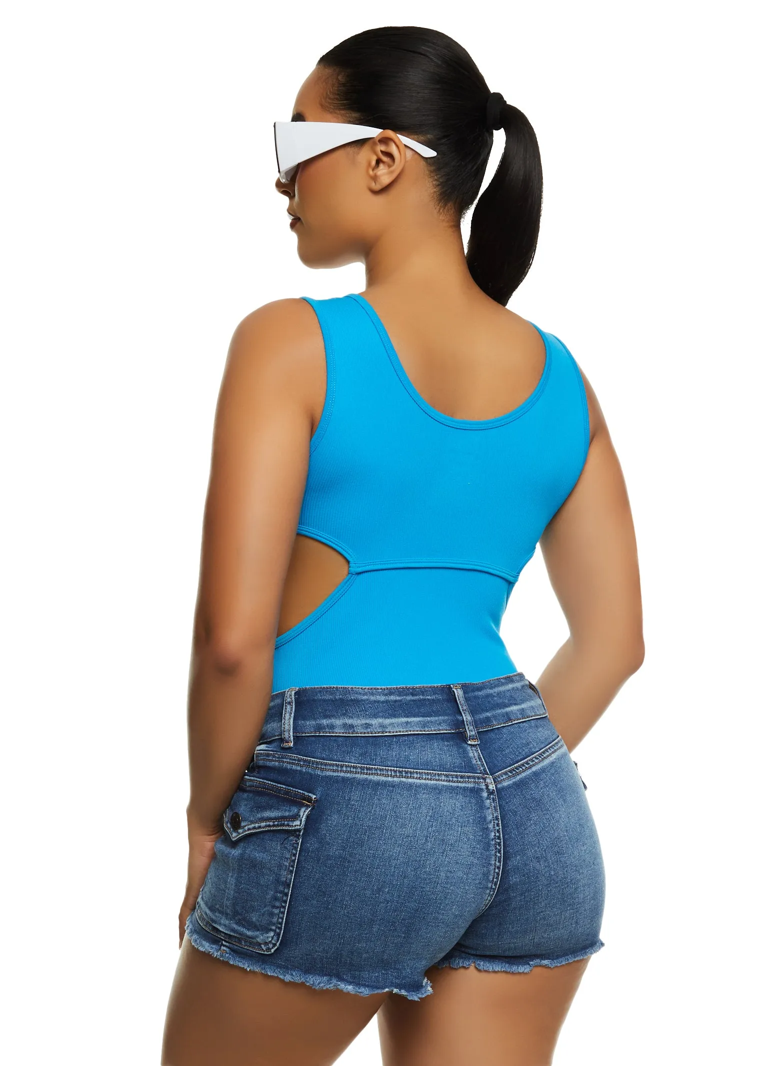 Ribbed Knit Side Cut Out Tank Bodysuit sold by Rainbow product image thumbnail 3