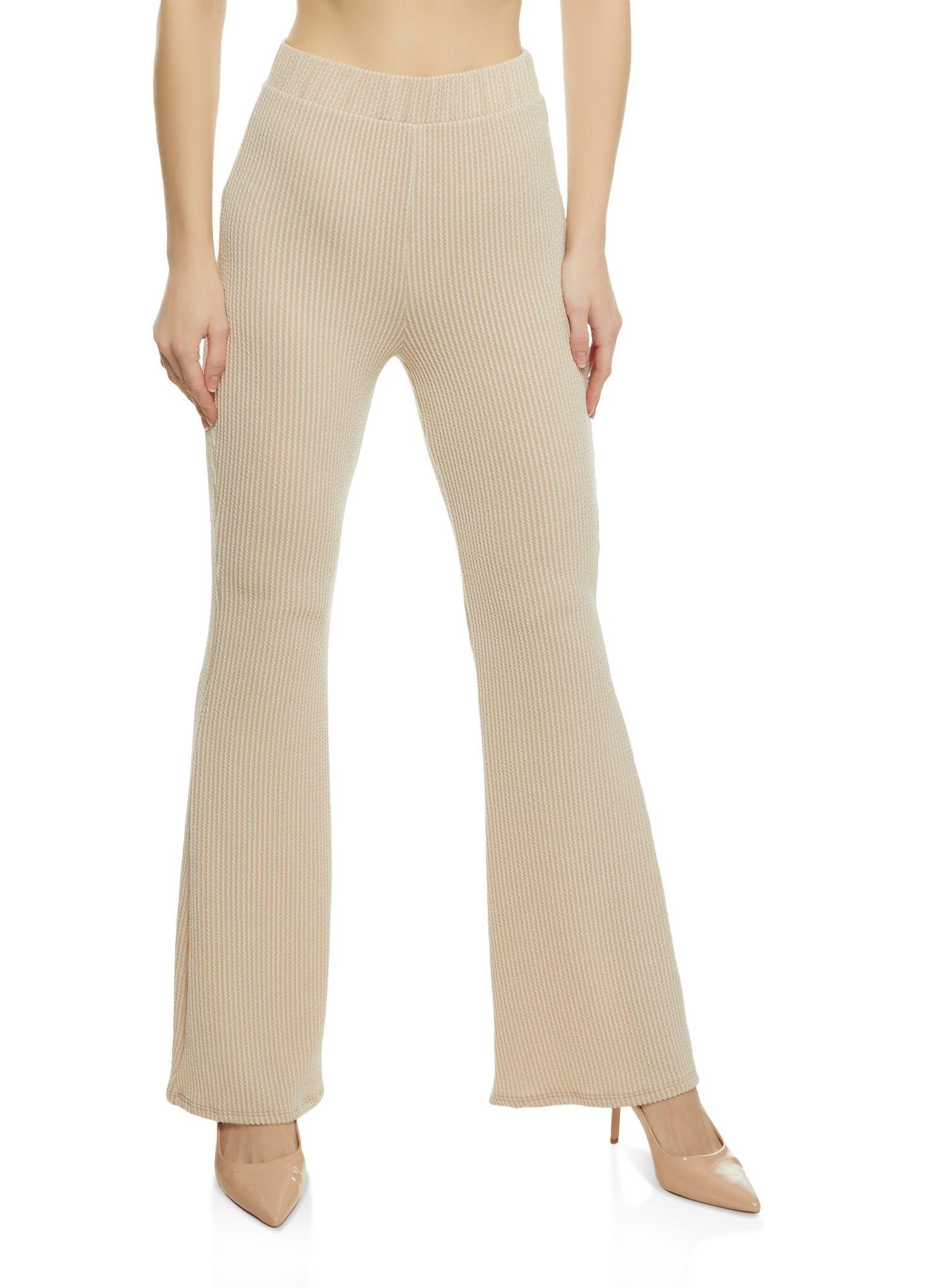Ribbed High Waisted Flare Pants sold by Rainbow