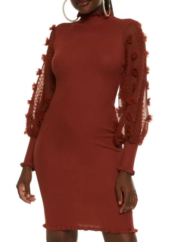 Organza Long Sleeve Mock Neck Dress sold by Rainbow