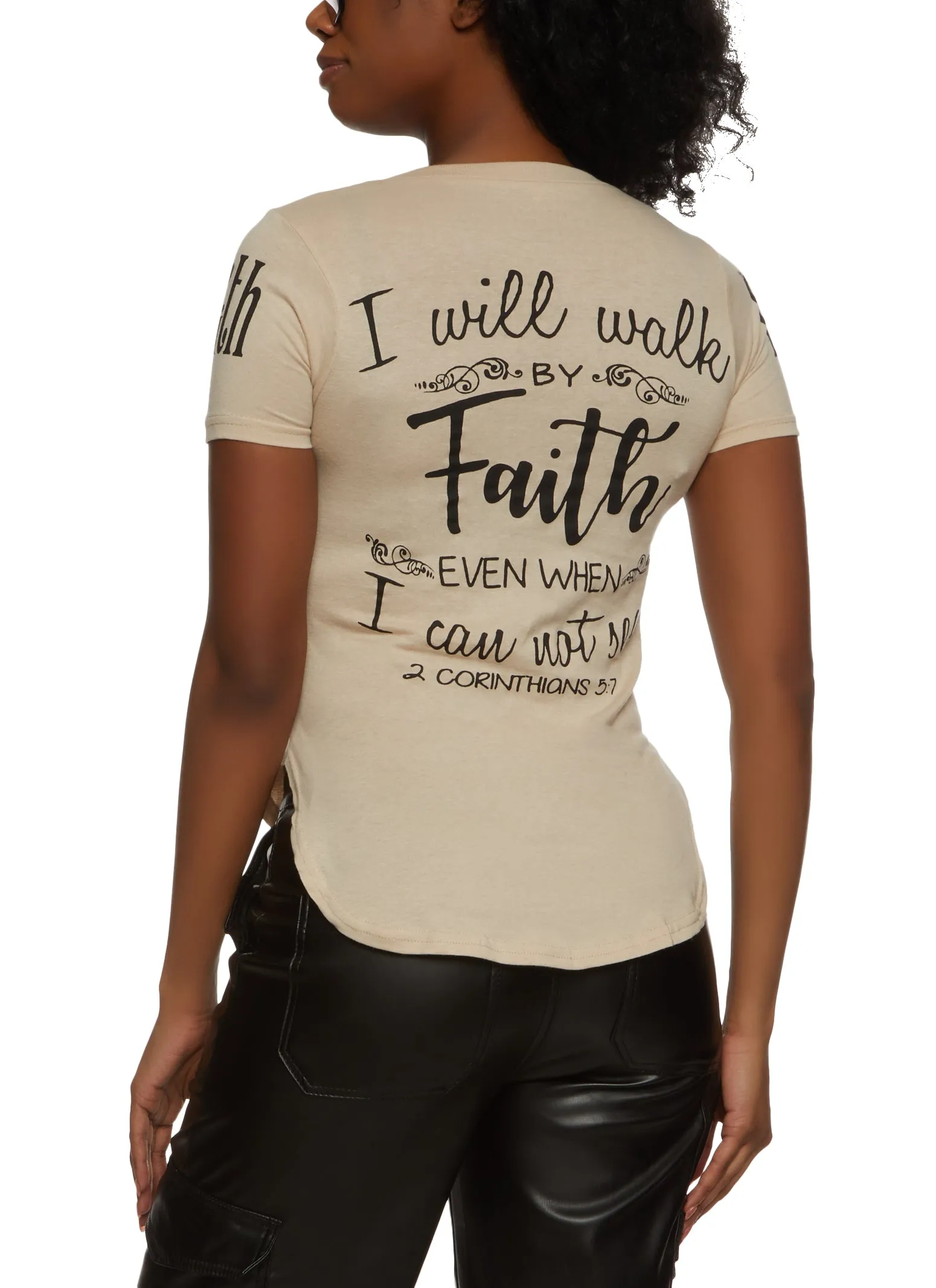 Walk By Faith Sequin Graphic T Shirt sold by Rainbow product image thumbnail 2