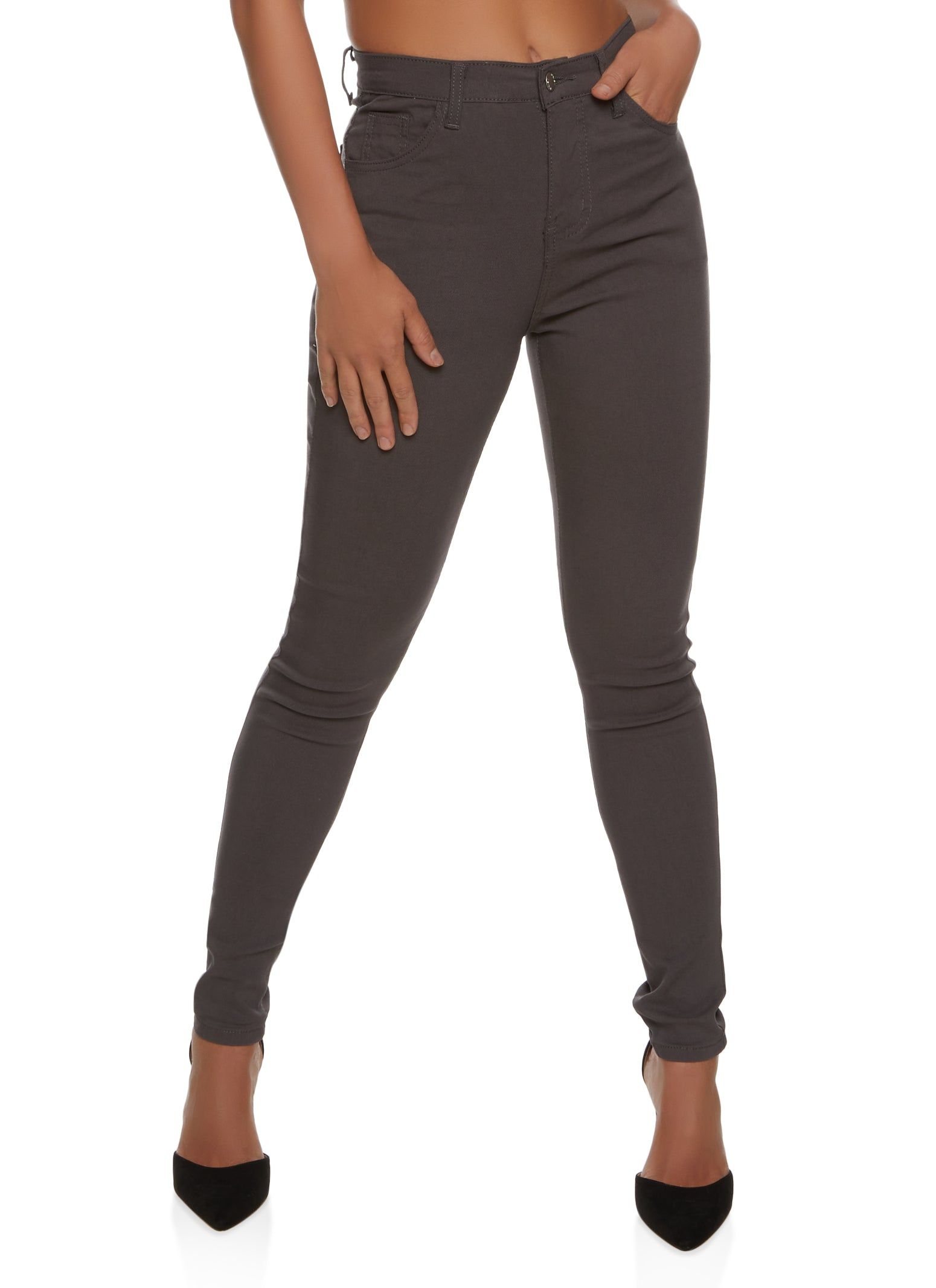 Solid High Waist Skinny Jeans sold by Rainbow