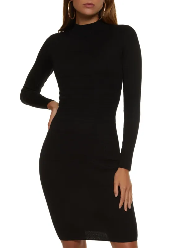 Ribbed Knit Mock Neck Bodycon Dress sold by Rainbow