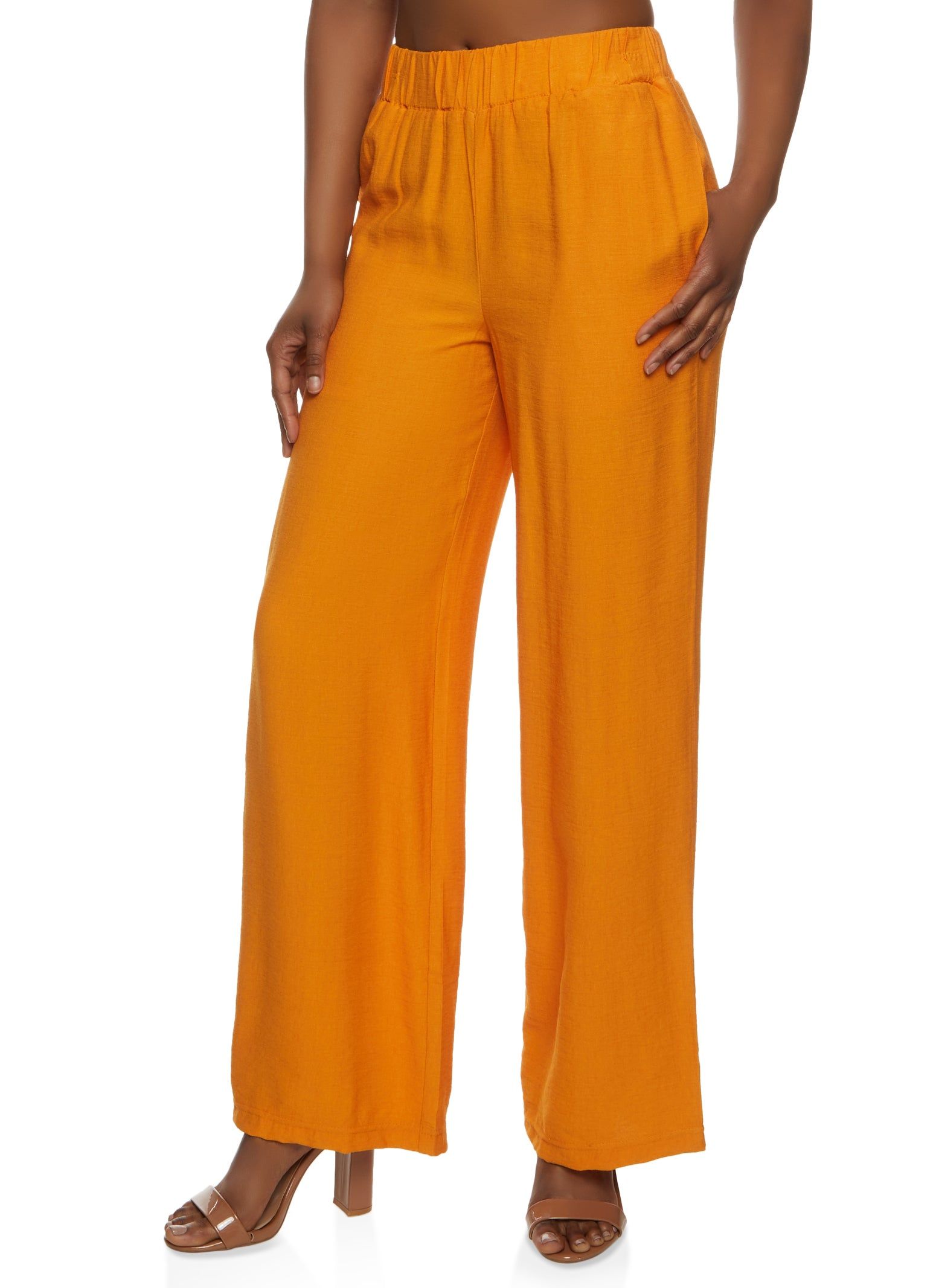 Linen High Waisted Wide Leg Pants sold by Rainbow