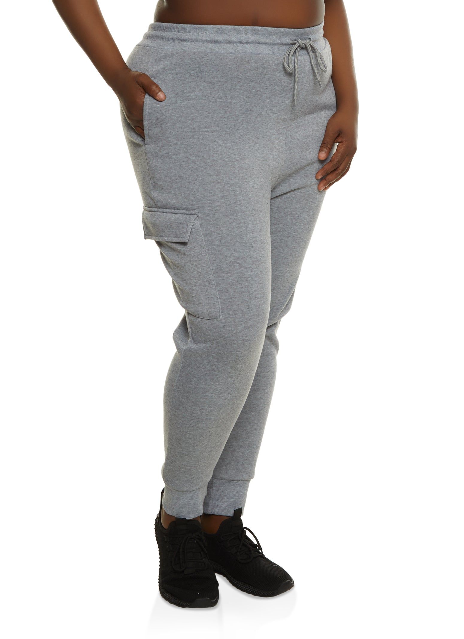 Plus Size Fleece Cargo Pocket Joggers sold by Rainbow