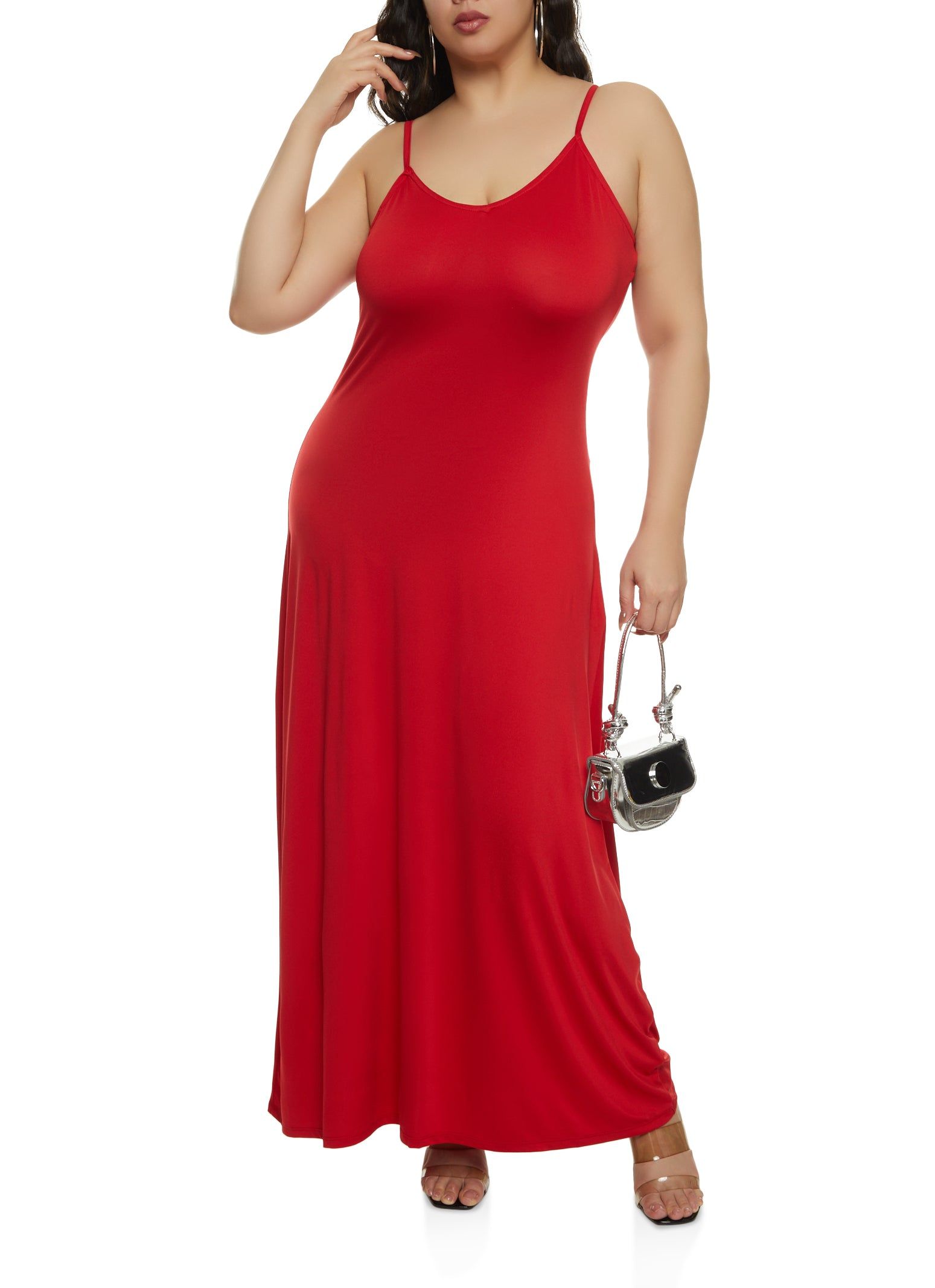 Plus Size V Neck Cami Maxi Dress sold by Rainbow