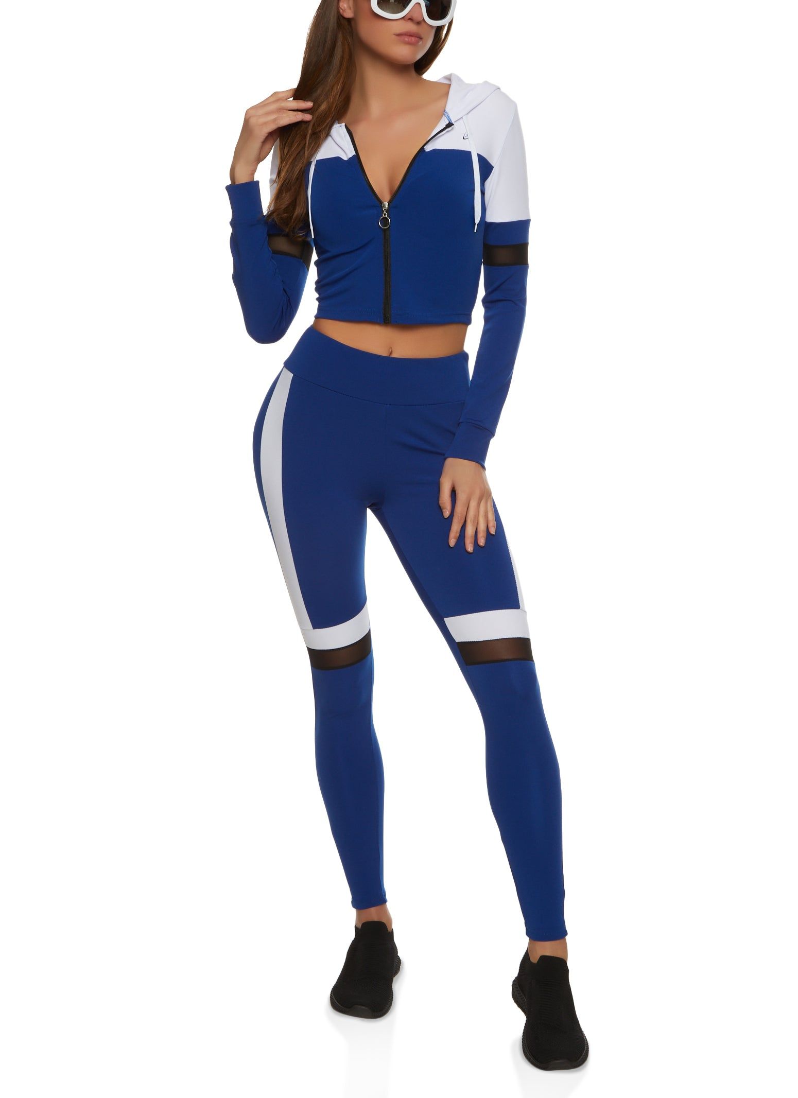 Color Blocked Mesh Detail Cropped Track Jacket sold by Rainbow