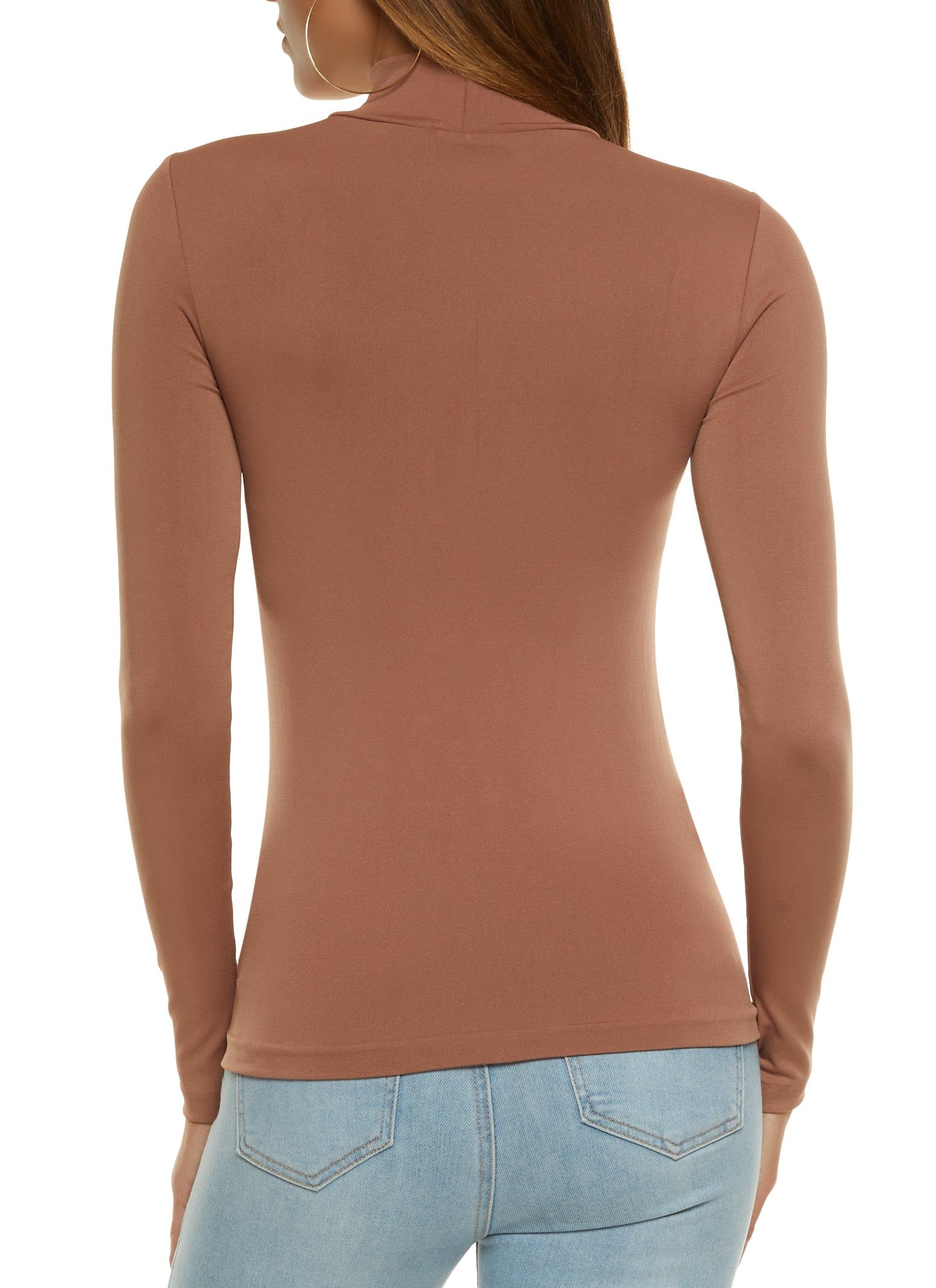 Basic Seamless Mock Neck Long Sleeve Tee sold by Rainbow product image thumbnail 2