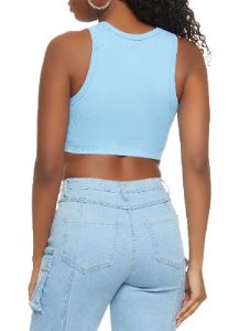 Ribbed High Neck Tank Top sold by Rainbow