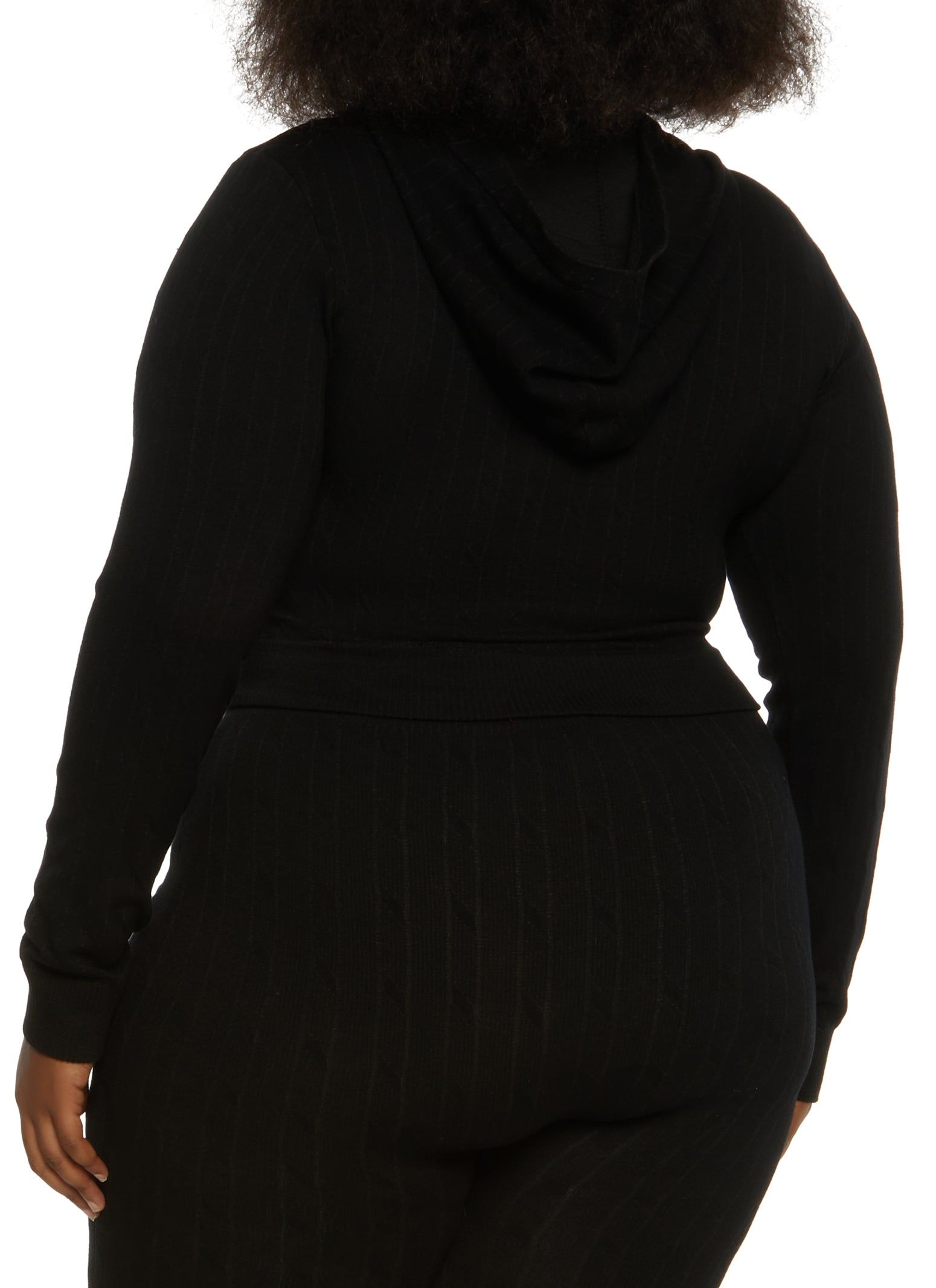 Plus Size Seamless Cable Knit Zip Front Hoodie sold by Rainbow product image thumbnail 3