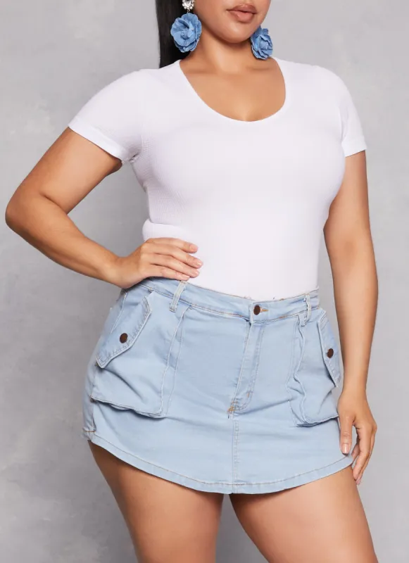 Plus Size Seamless Textured Knit Scoop Neck Tee sold by Rainbow