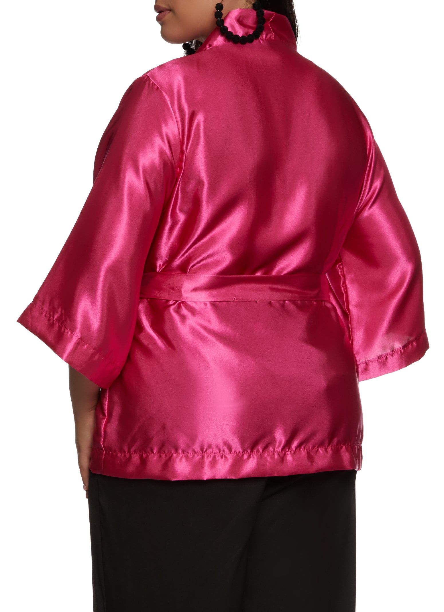 Plus Size Solid Satin Kimono sold by Rainbow product image thumbnail 2