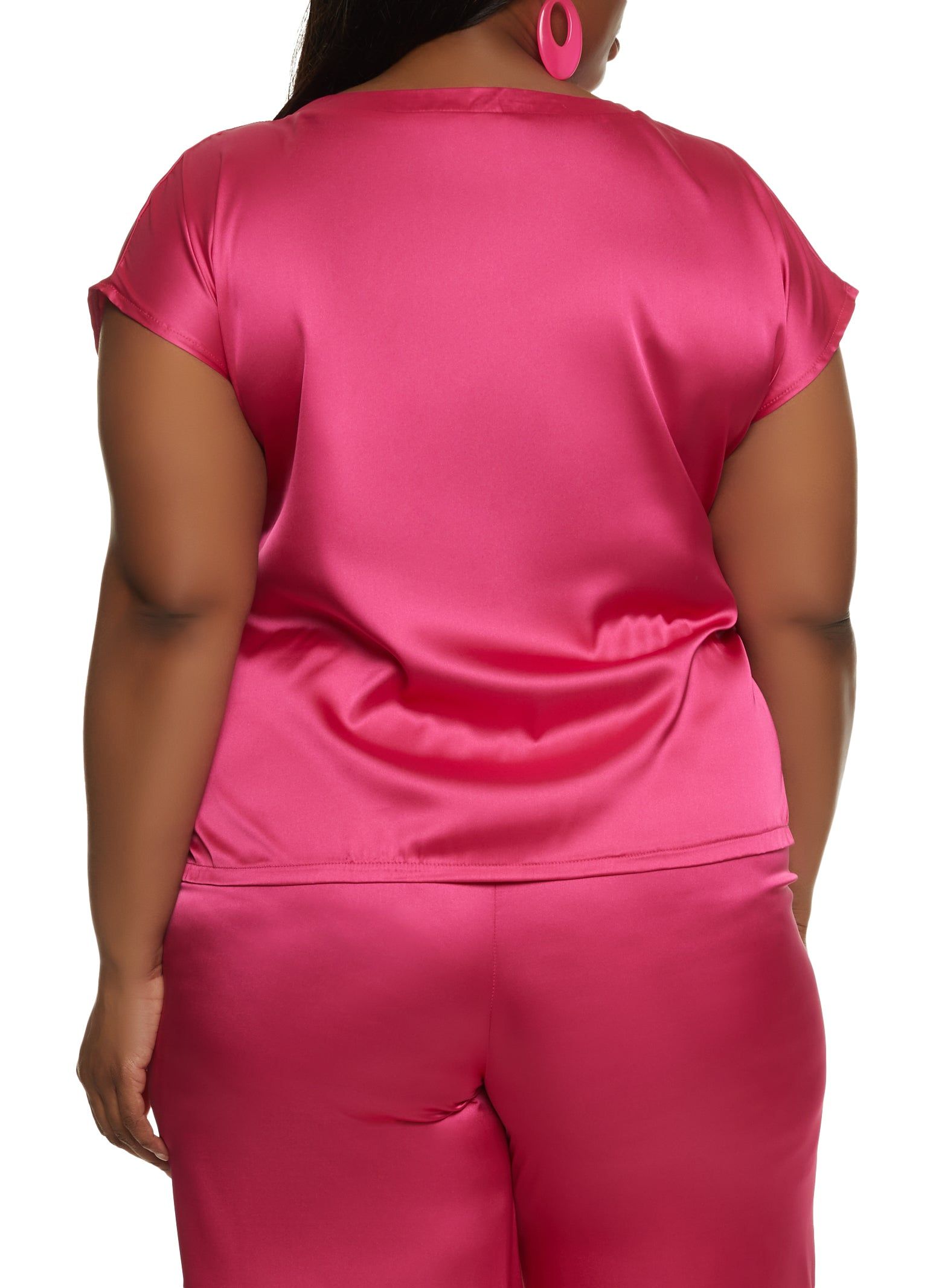 Plus Size Satin Short Sleeve Blouse sold by Rainbow product image thumbnail 5