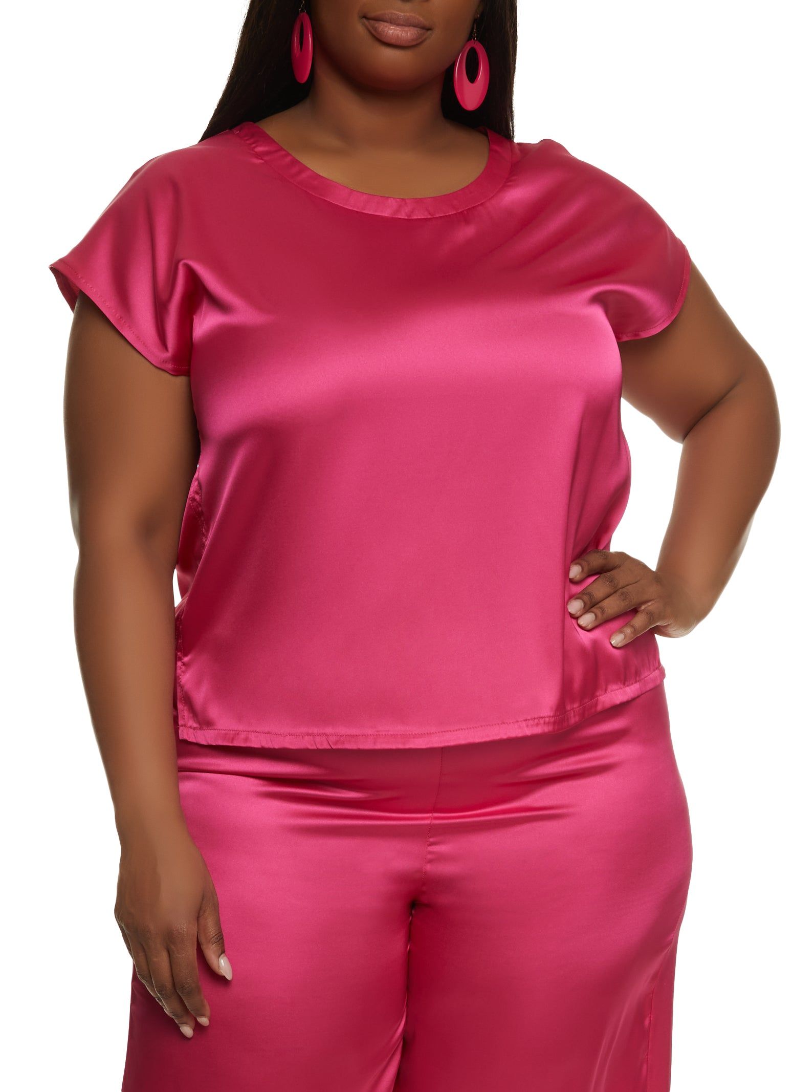 Plus Size Satin Short Sleeve Blouse sold by Rainbow product image thumbnail 2