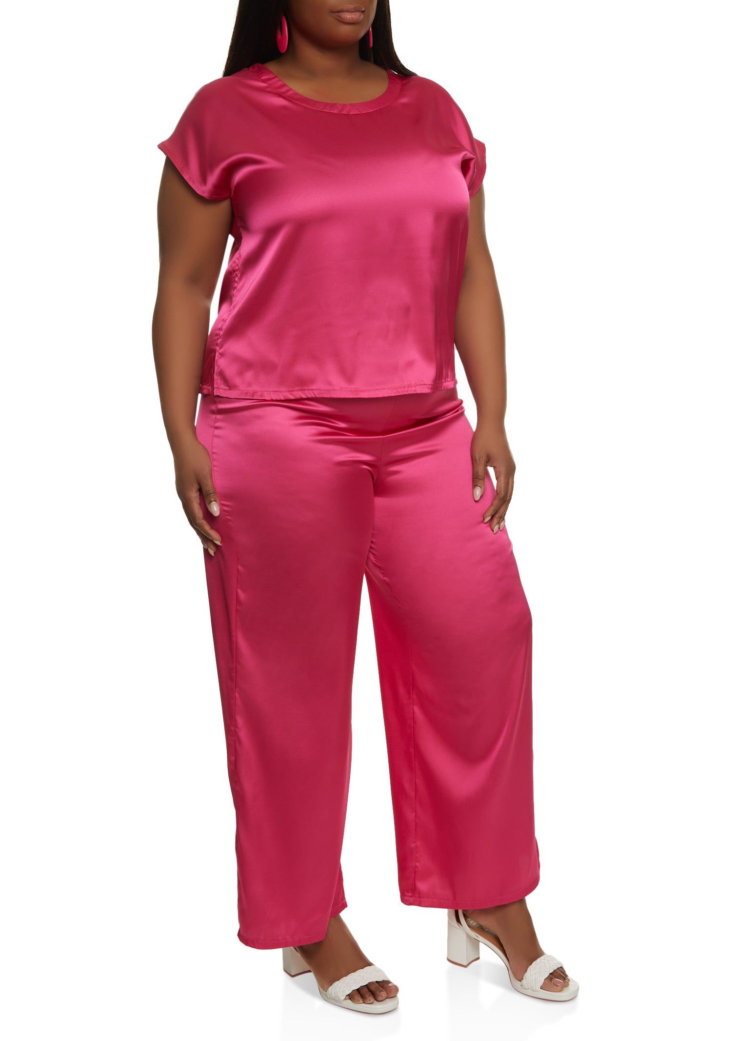 Plus Size Satin Short Sleeve Blouse sold by Rainbow product image thumbnail 3