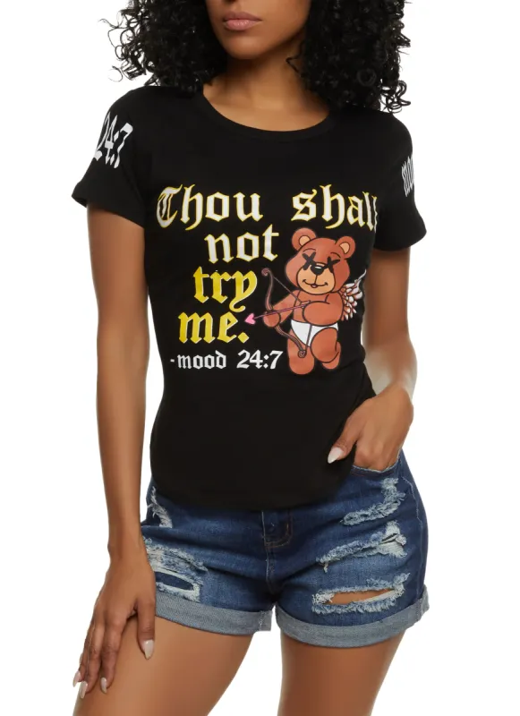 Thou Shall Not Try Me Bear Graphic Tee sold by Rainbow