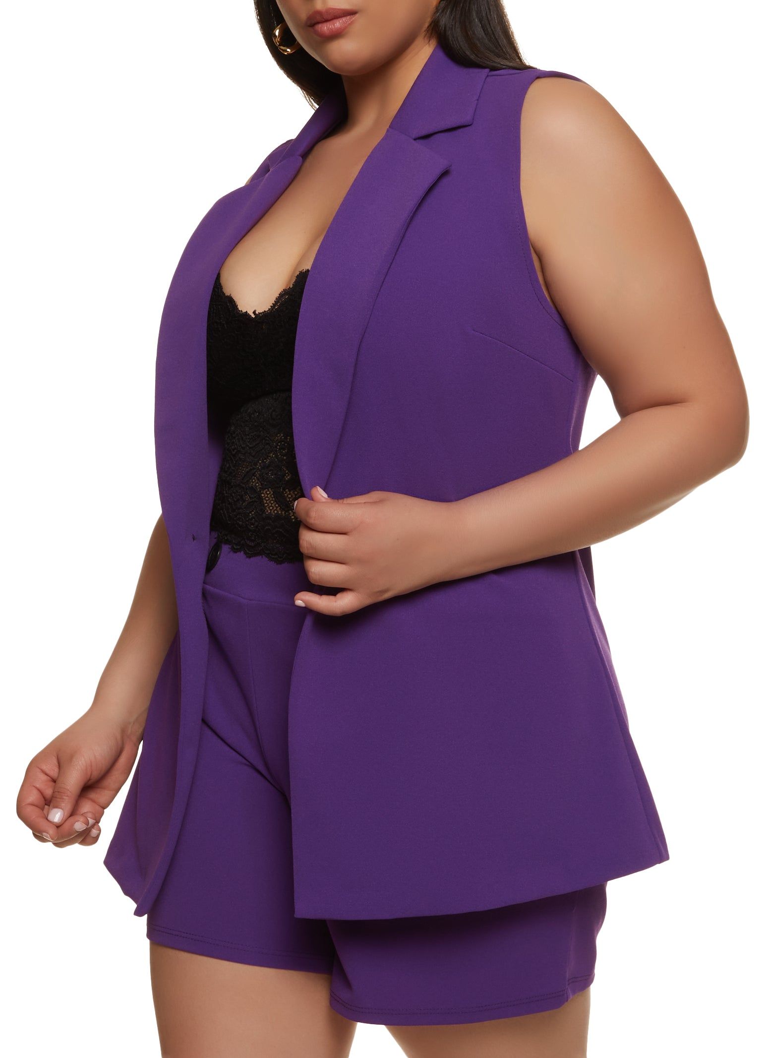 Plus Size Solid Crepe Knit Blazer Vest sold by Rainbow product image thumbnail 2